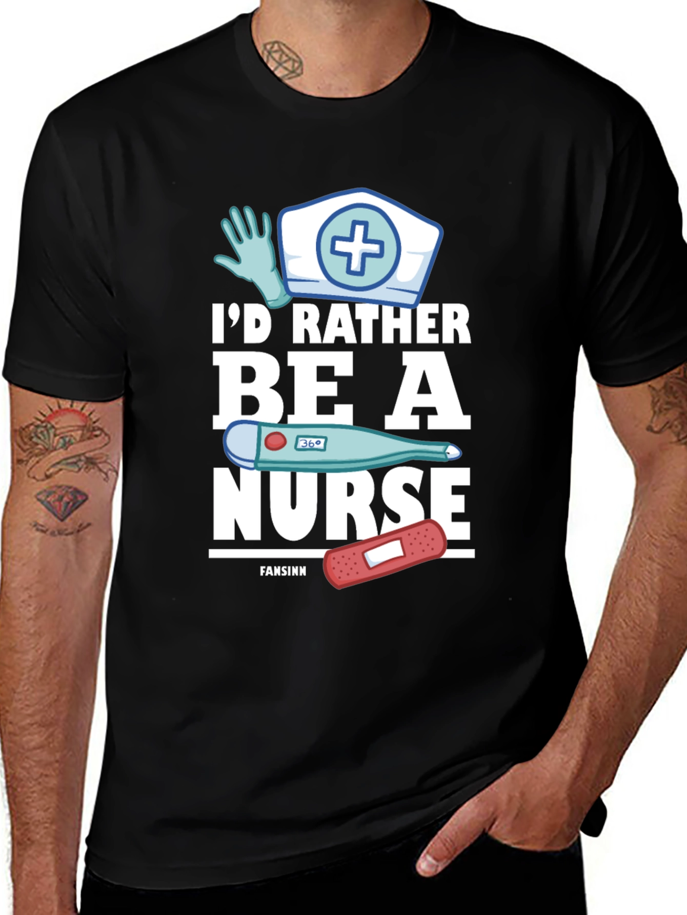 Variant 20 of I'd Rather Be A Nurse Black T-Shirt