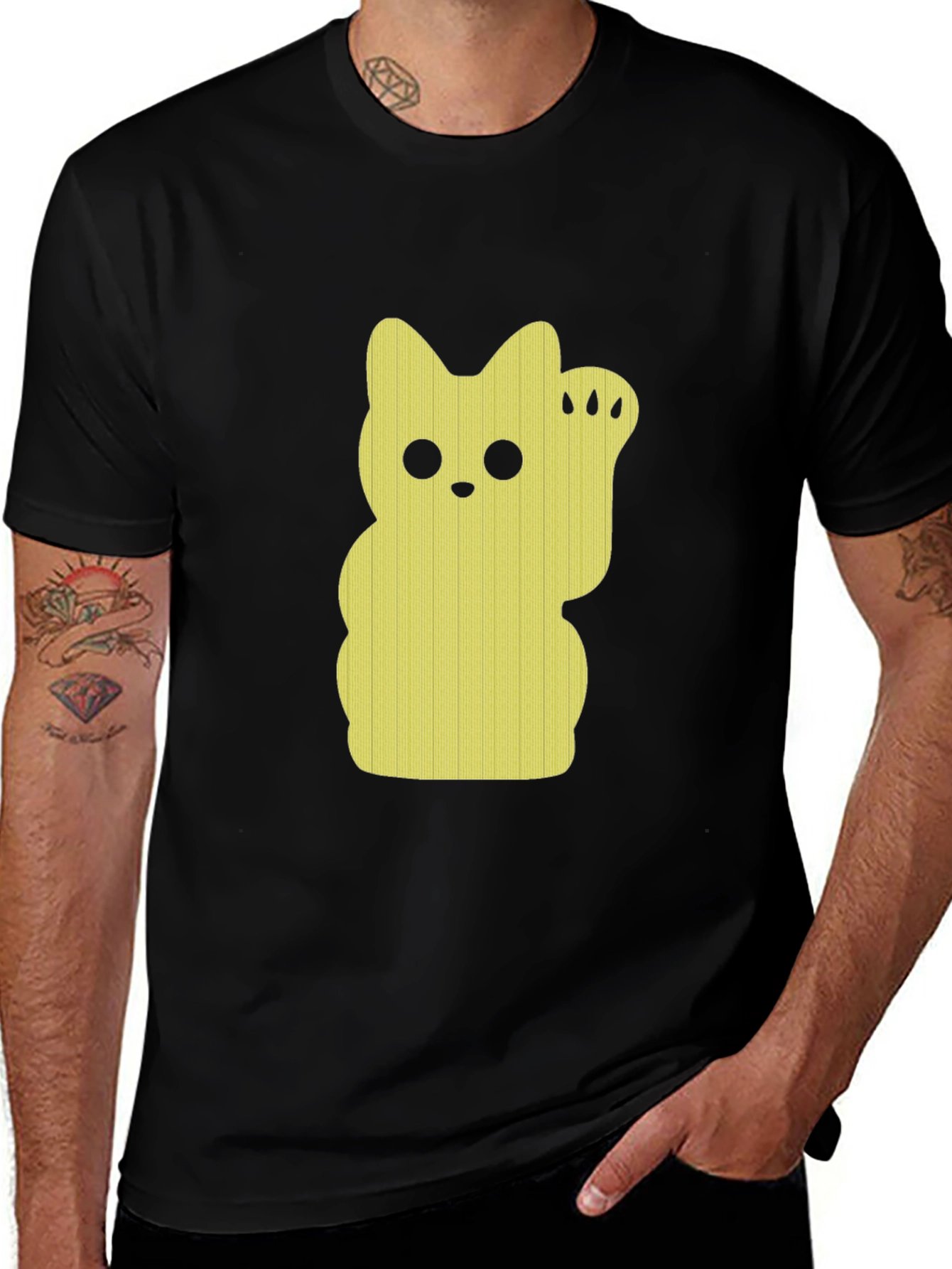 Black Lucky Cat Graphic Tee - Black main image