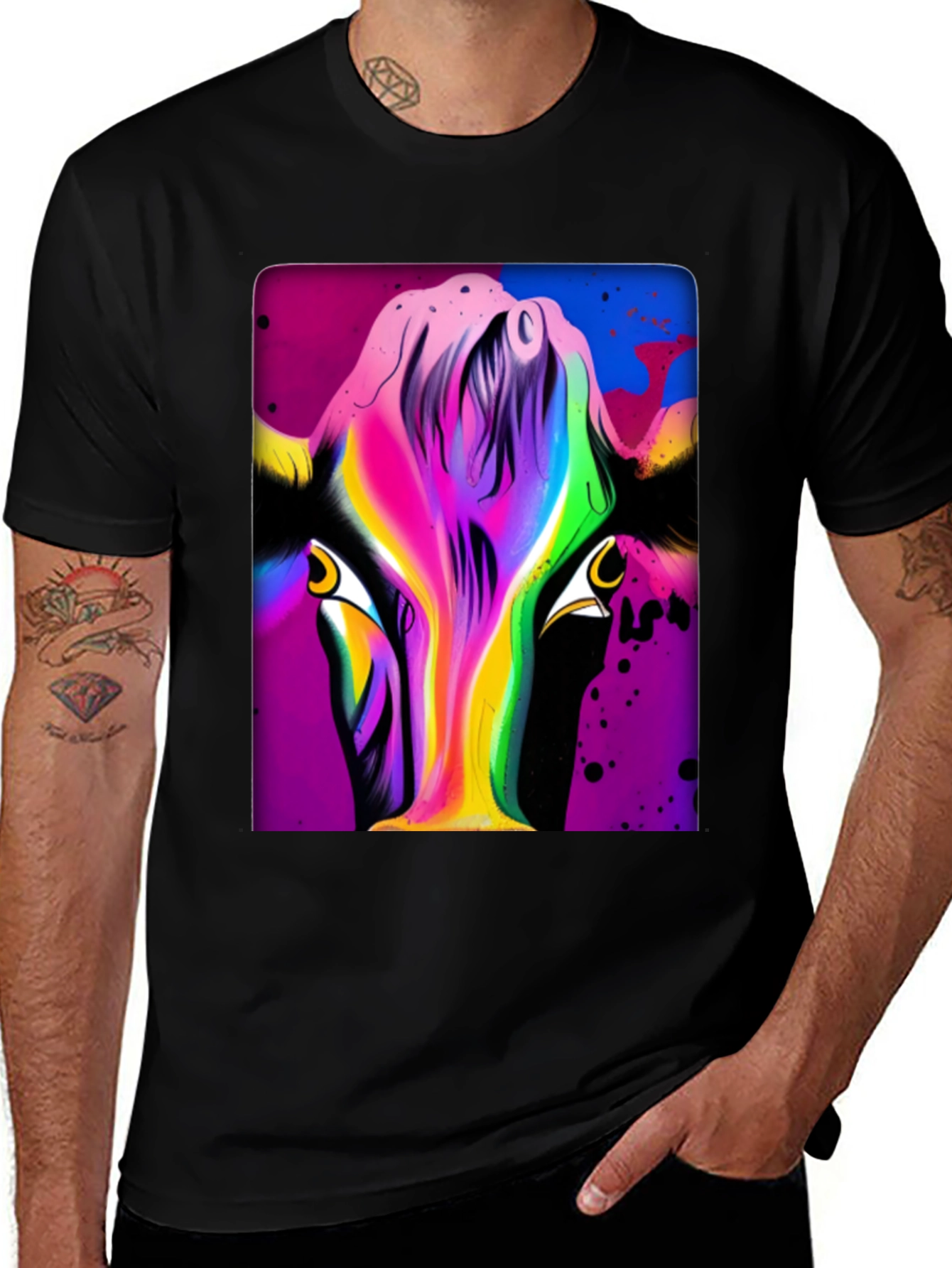 Variant 15 of Psychedelic Cow T-Shirt - Vibrant Graphic Tee