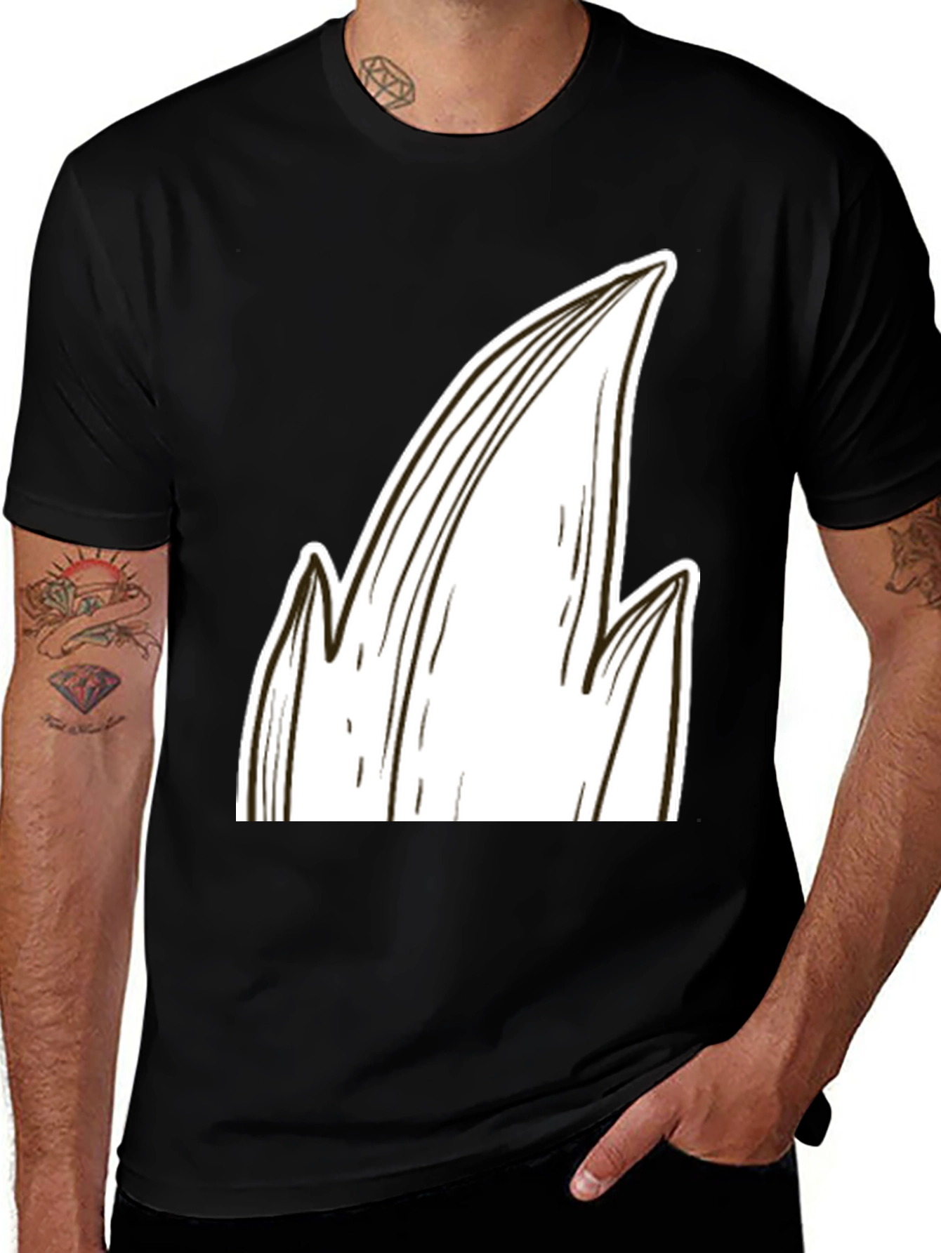 Variant 21 of Stylized Black T-Shirt with White Abstract Design