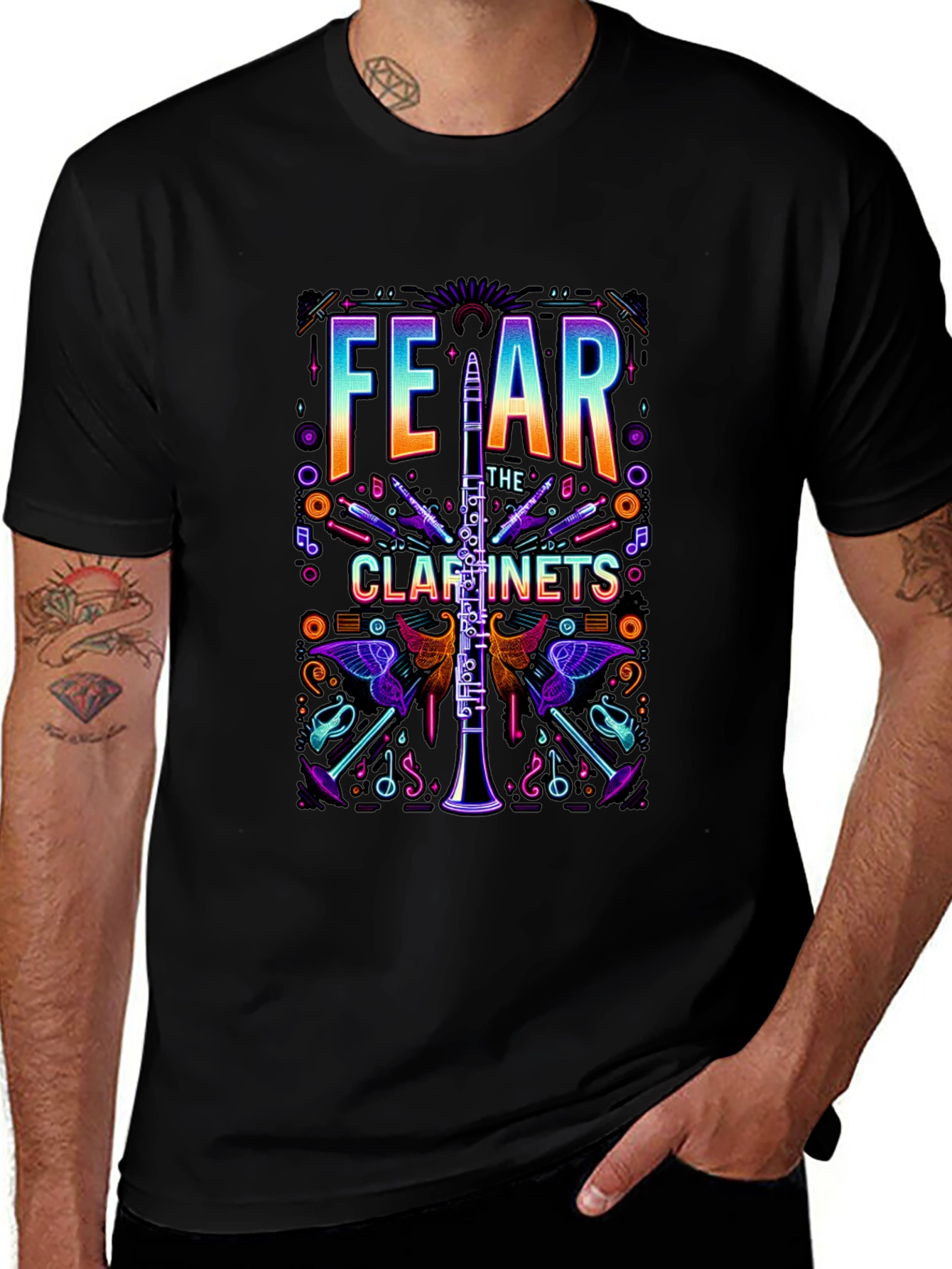 Variant 30 of Fear The Clarinets Graphic Tee - Musical Instrument T-Shirt