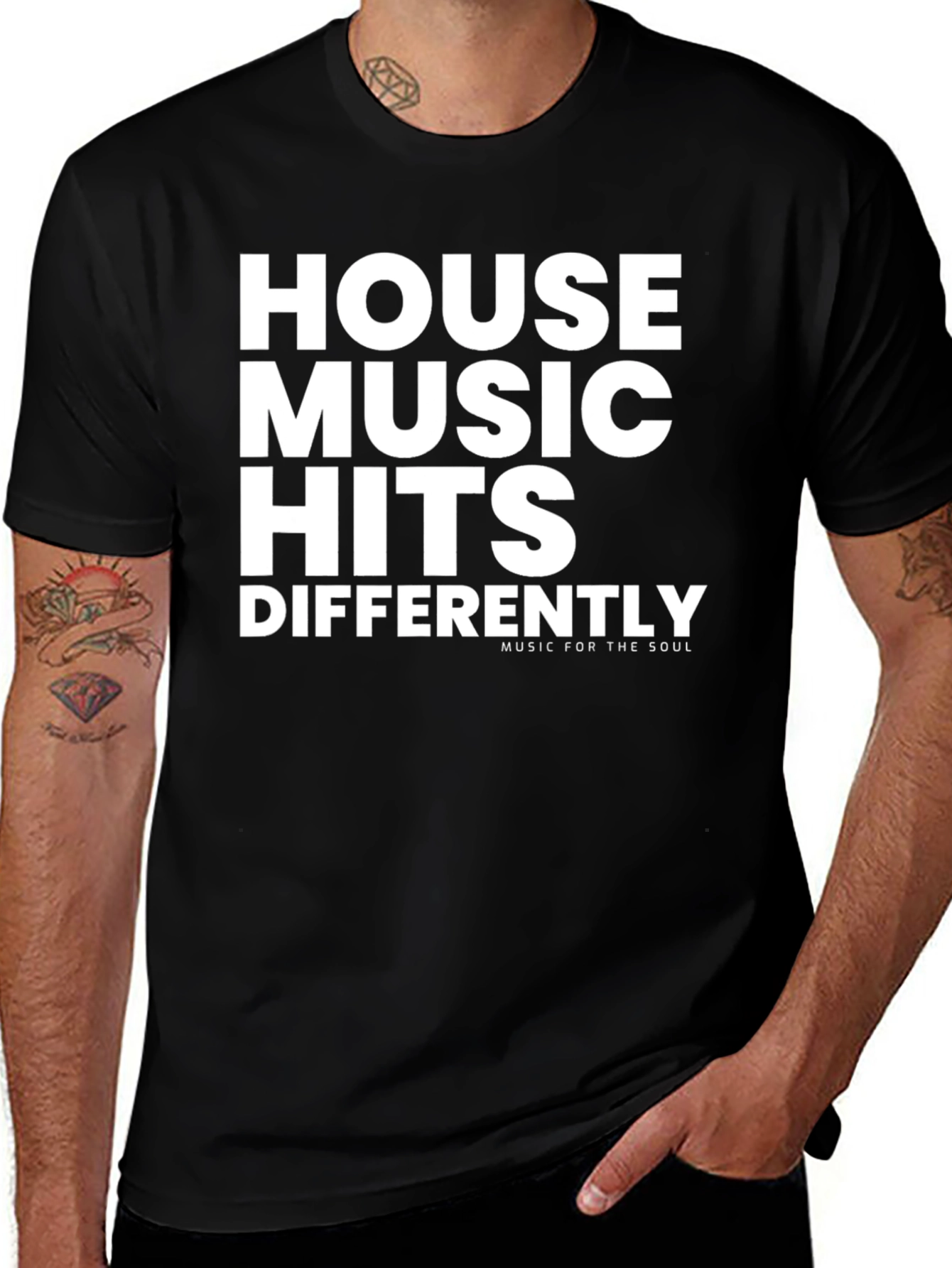 Black House Music Hits Differently Black Graphic Tee main image