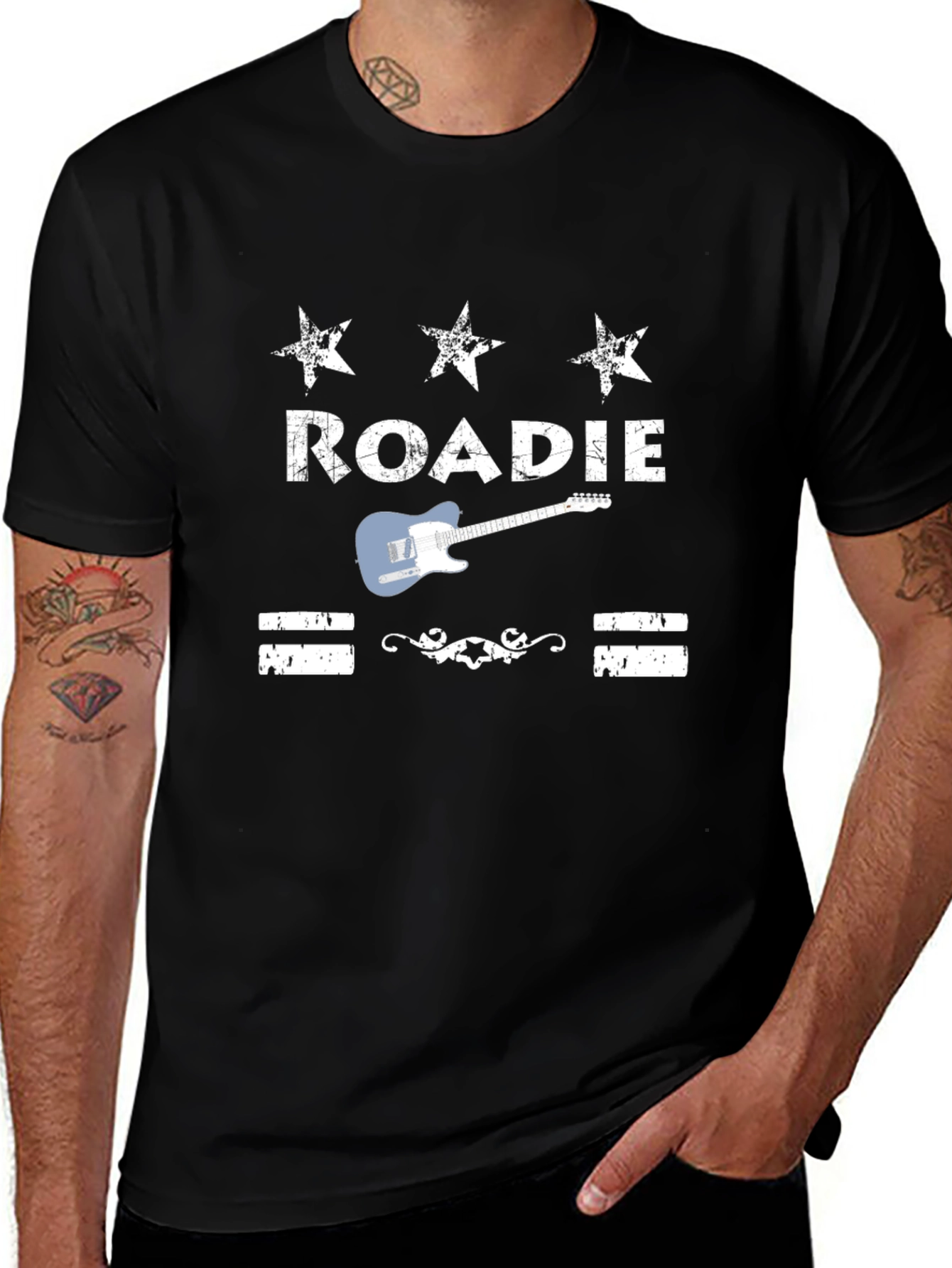 Variant 5 of Roadie Guitar Graphic Black T-Shirt