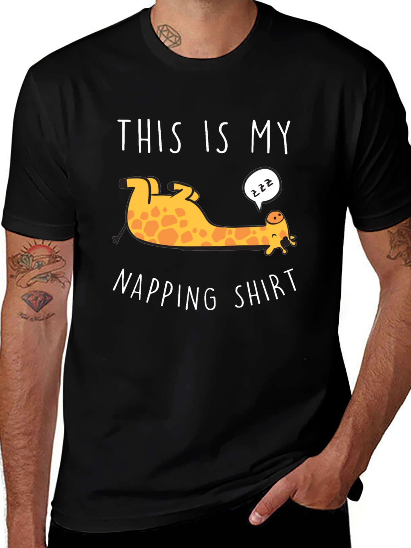 Variant 29 of Funny Giraffe Napping Shirt - Relaxing Sleep Tee