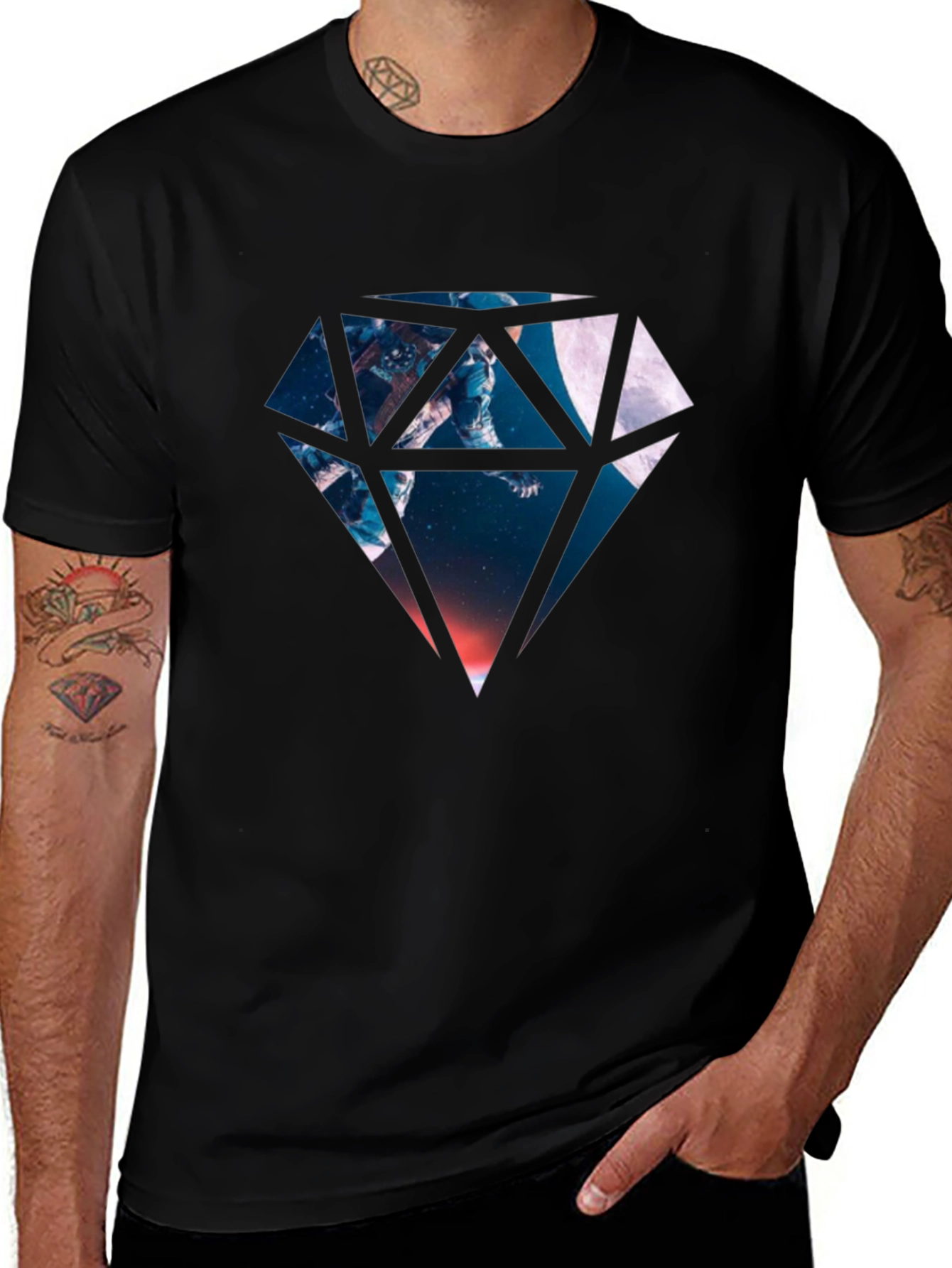 Variant 20 of Astronaut Diamond Graphic Black T-Shirt