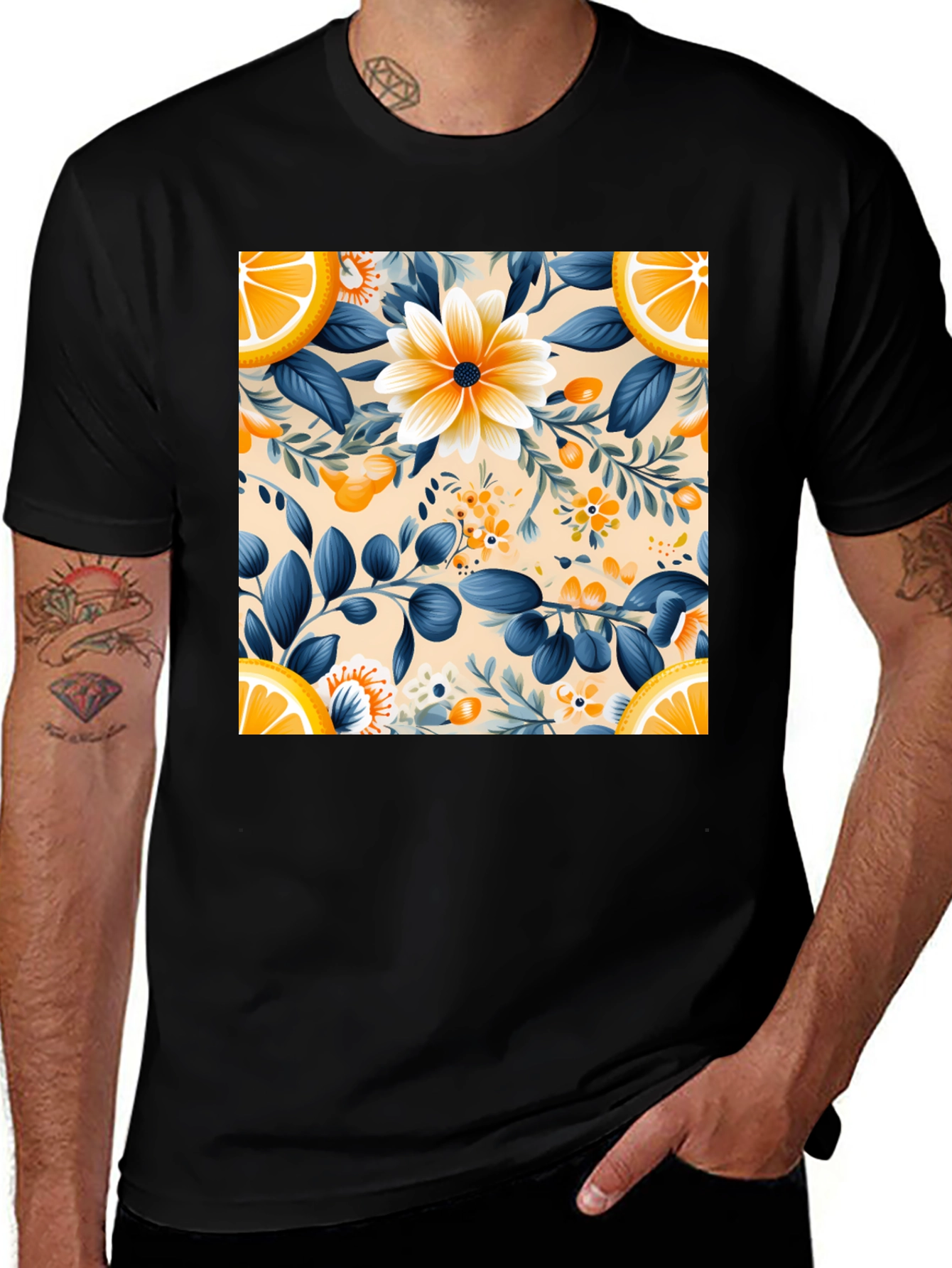 Variant 25 of Floral & Citrus Print T-Shirt