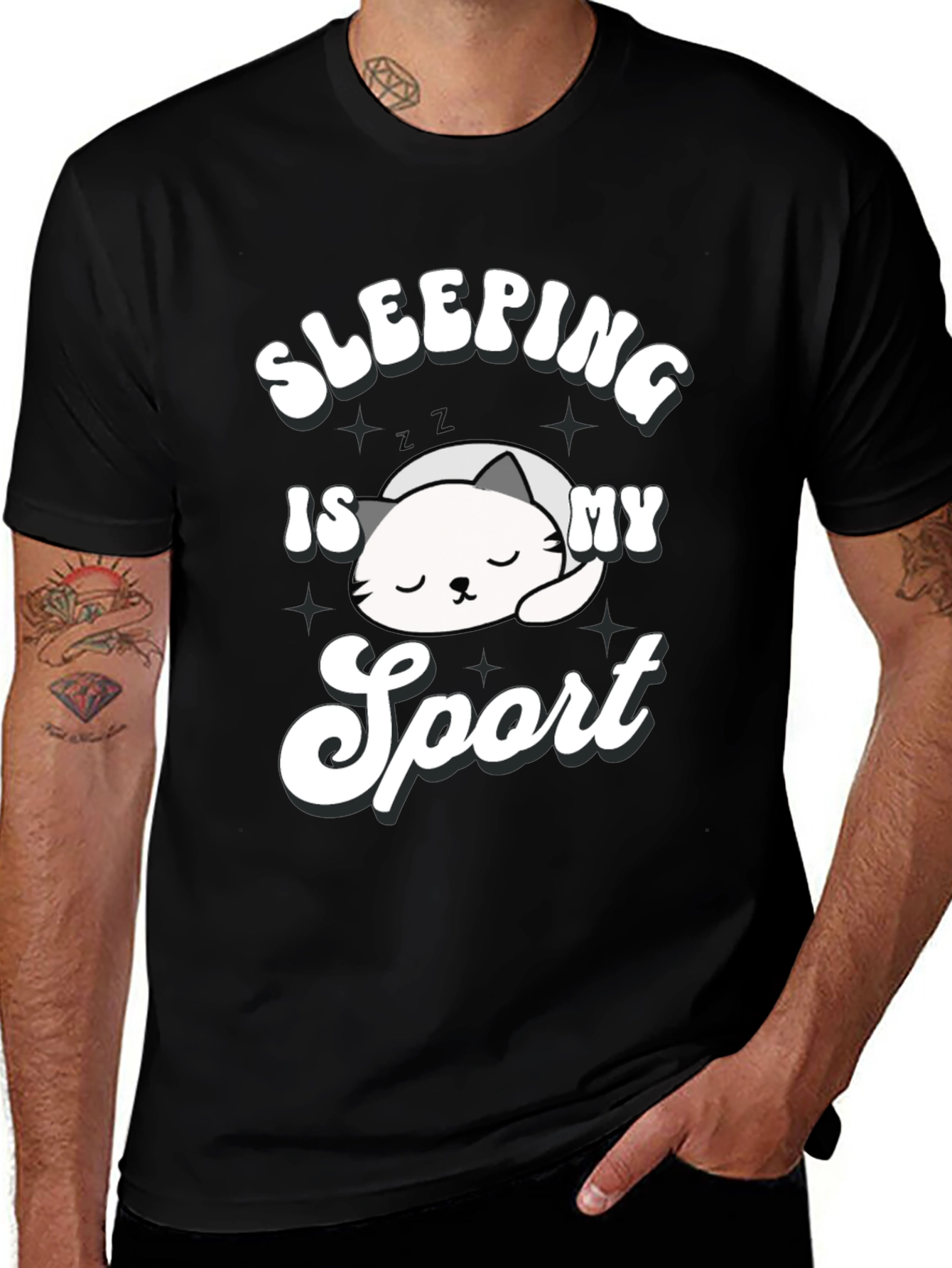 Variant 4 of Sleeping is My Sport Black Graphic T-Shirt