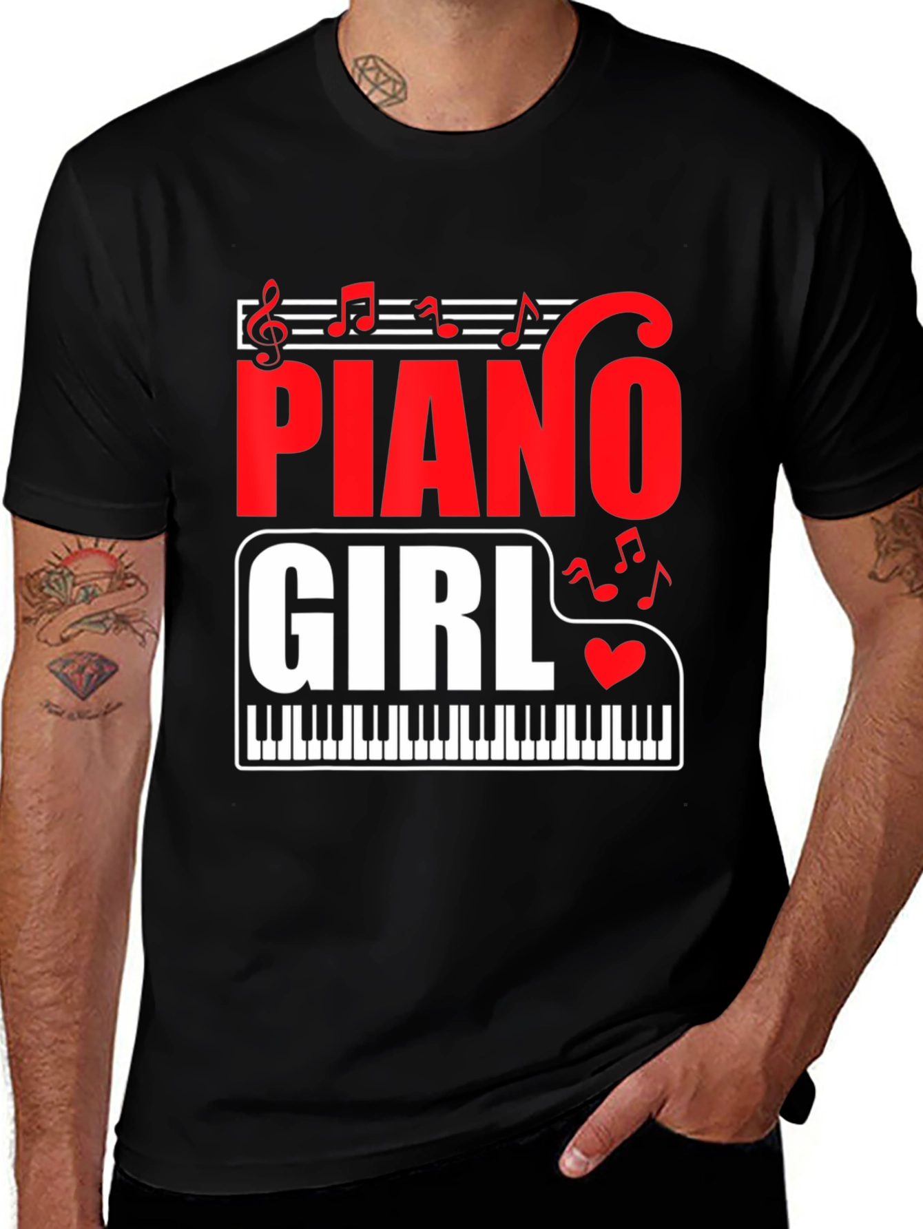 Variant 27 of Piano Girl Graphic Tee - Music Lover T-Shirt