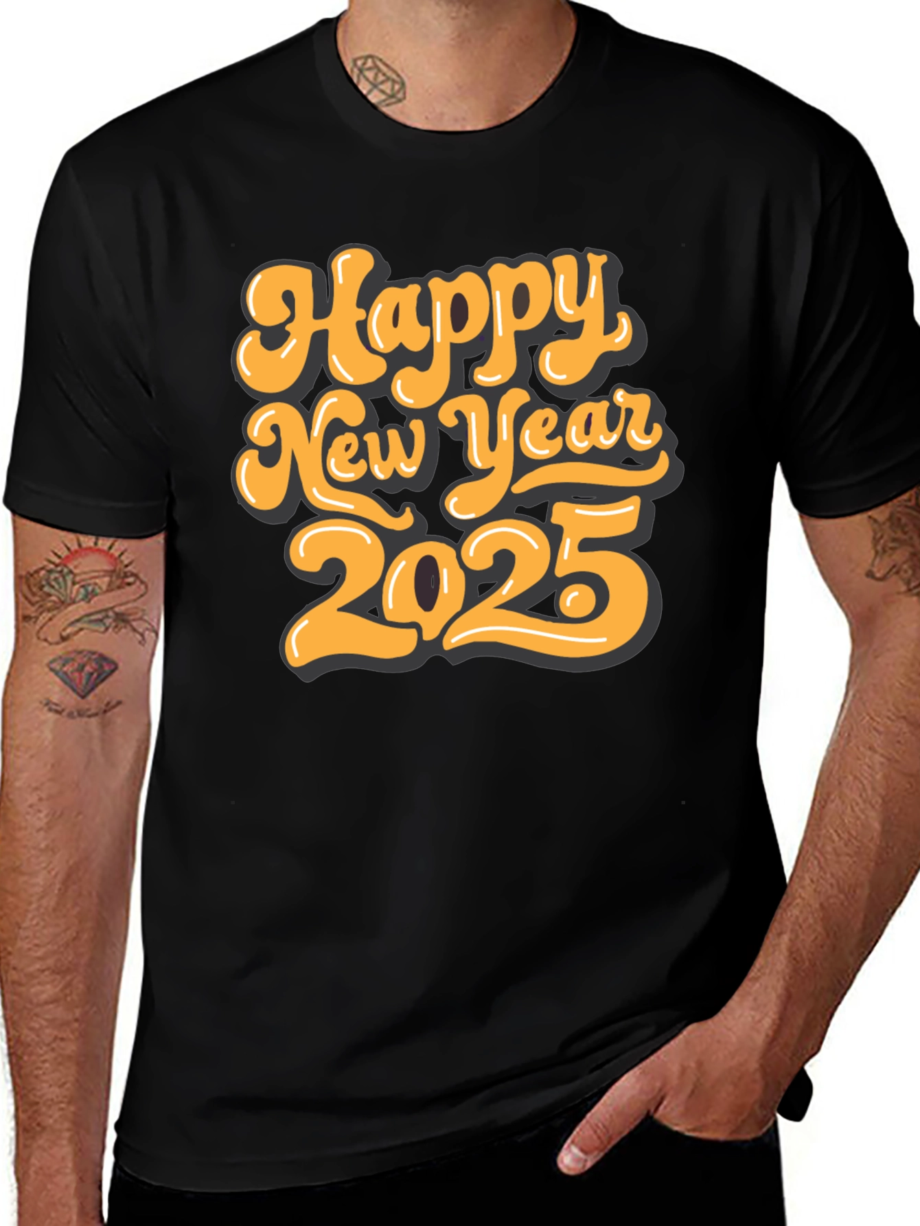 Variant 2 of Happy New Year 2025 Black T-Shirt