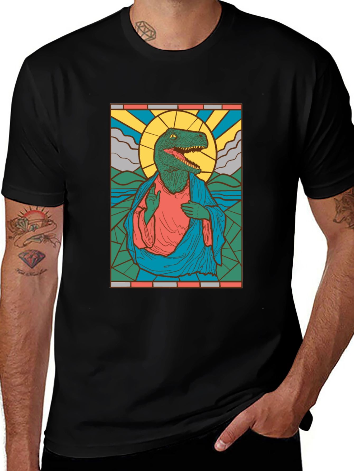 Dino Jesus Graphic T-Shirt - Unique Design