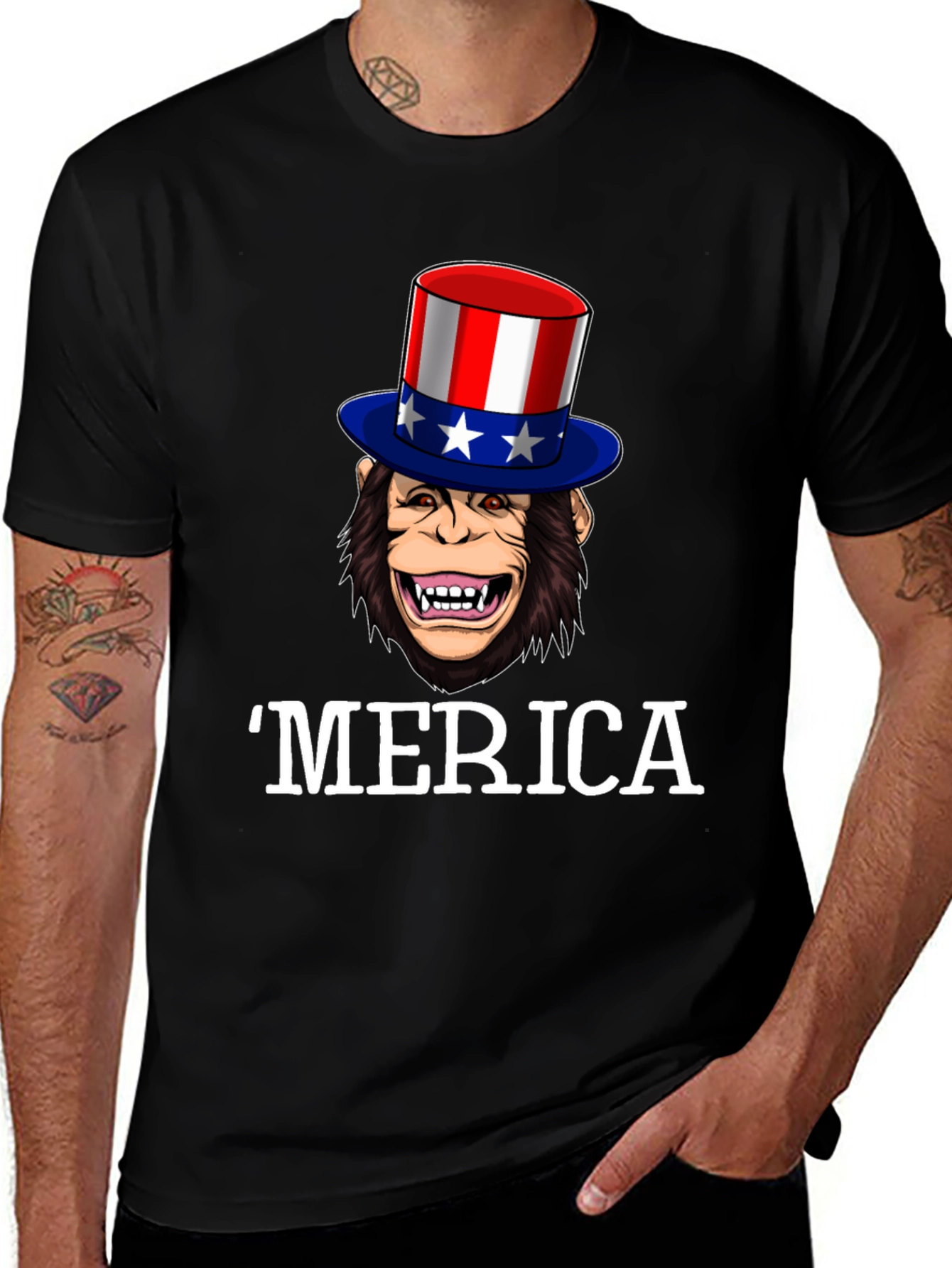 Variant 4 of Funny Patriotic Monkey 'Merica T-Shirt