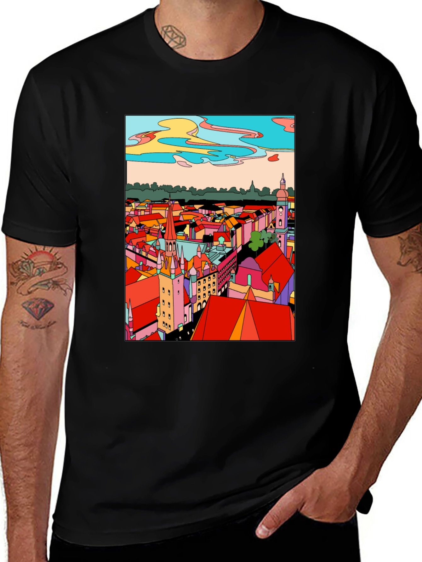 Variant 22 of Cityscape Art Print T-Shirt - Unique Design, Comfortable Fit