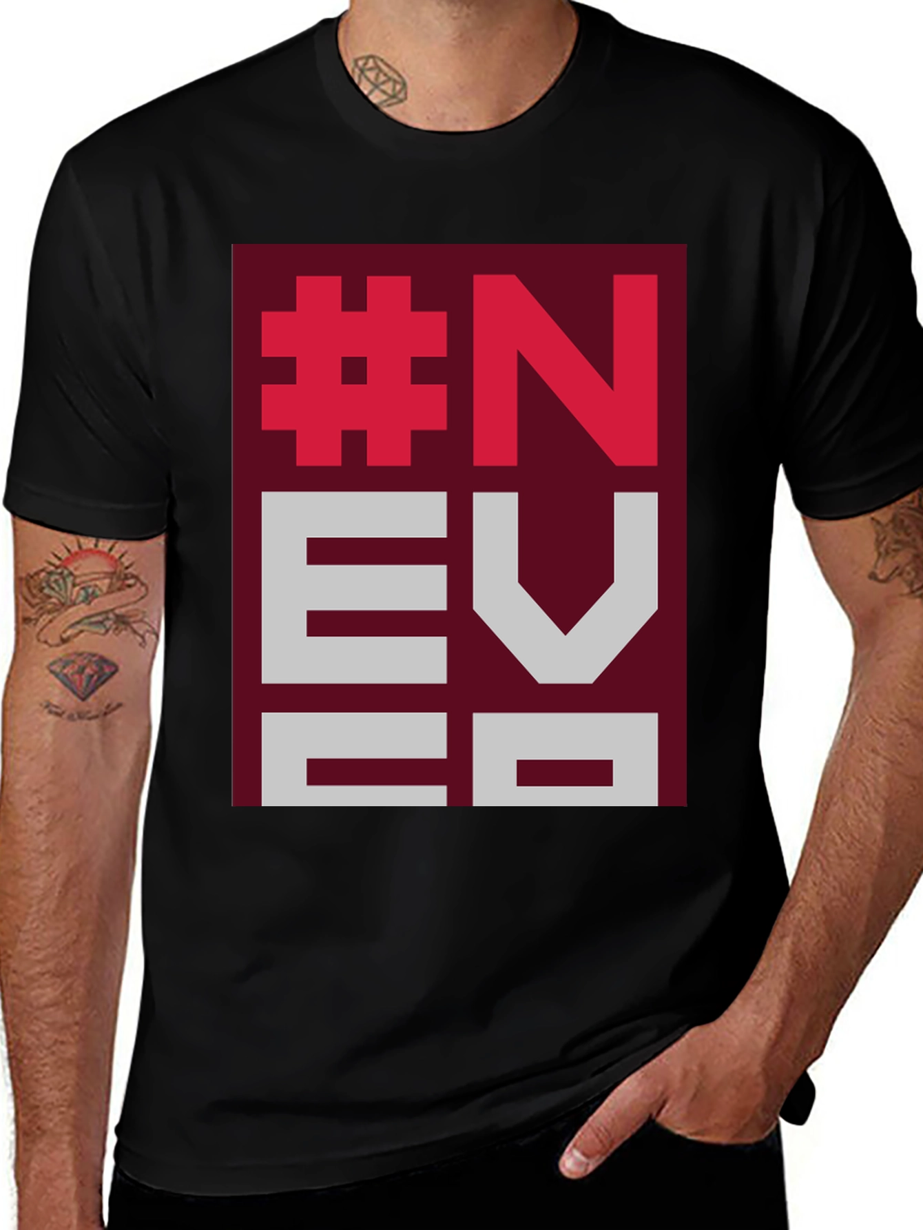 Hashtag Neuve T-Shirt, Maroon & Grey