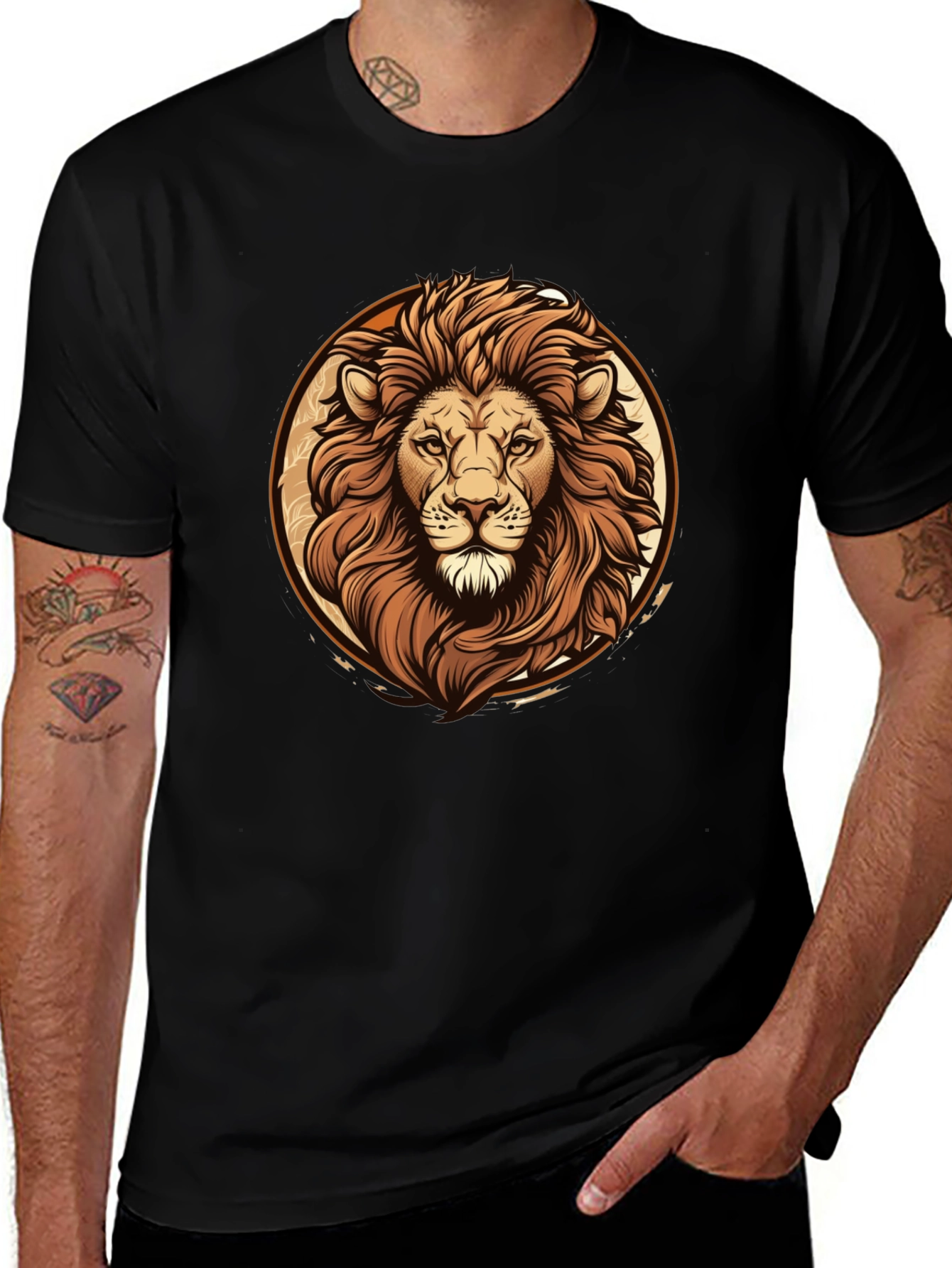 Variant 7 of Lion Graphic Tee - Bold Animal Print Black T-Shirt