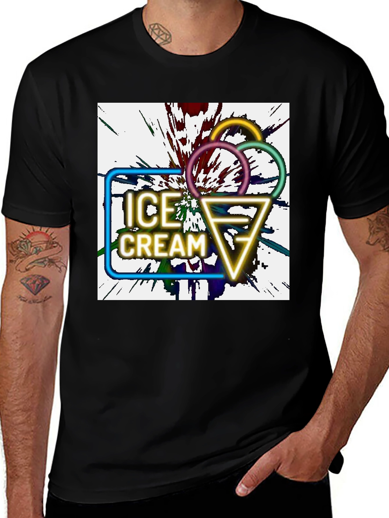 Variant 21 of Neon Ice Cream Graphic Tee - Unique Design!