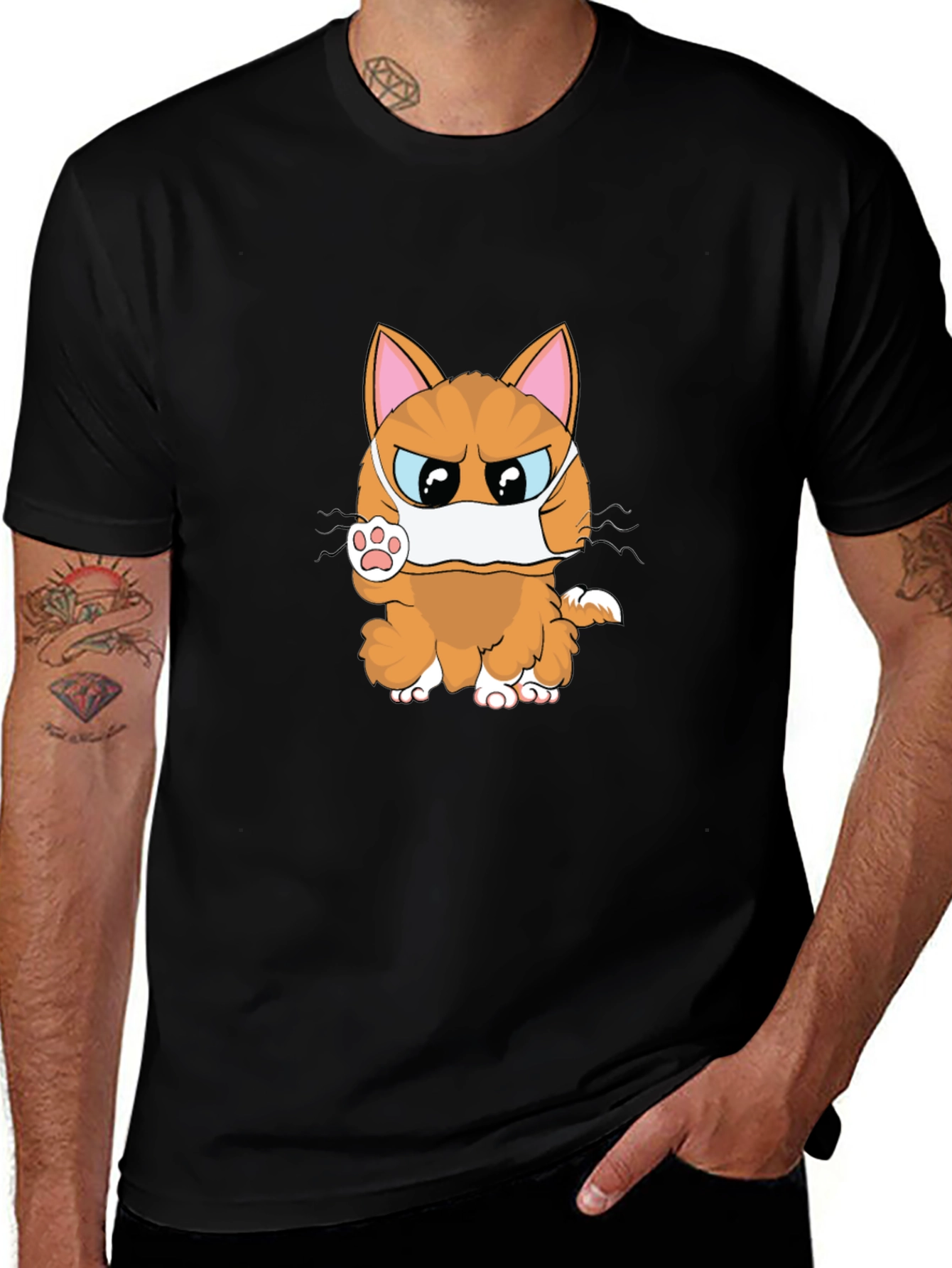 Variant 3 of Angry Masked Cat Graphic T-Shirt