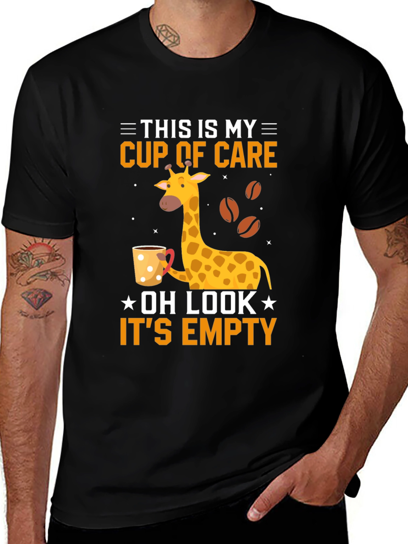 Variant 2 of Funny Giraffe T-Shirt - Cup of Care - Empty Cup