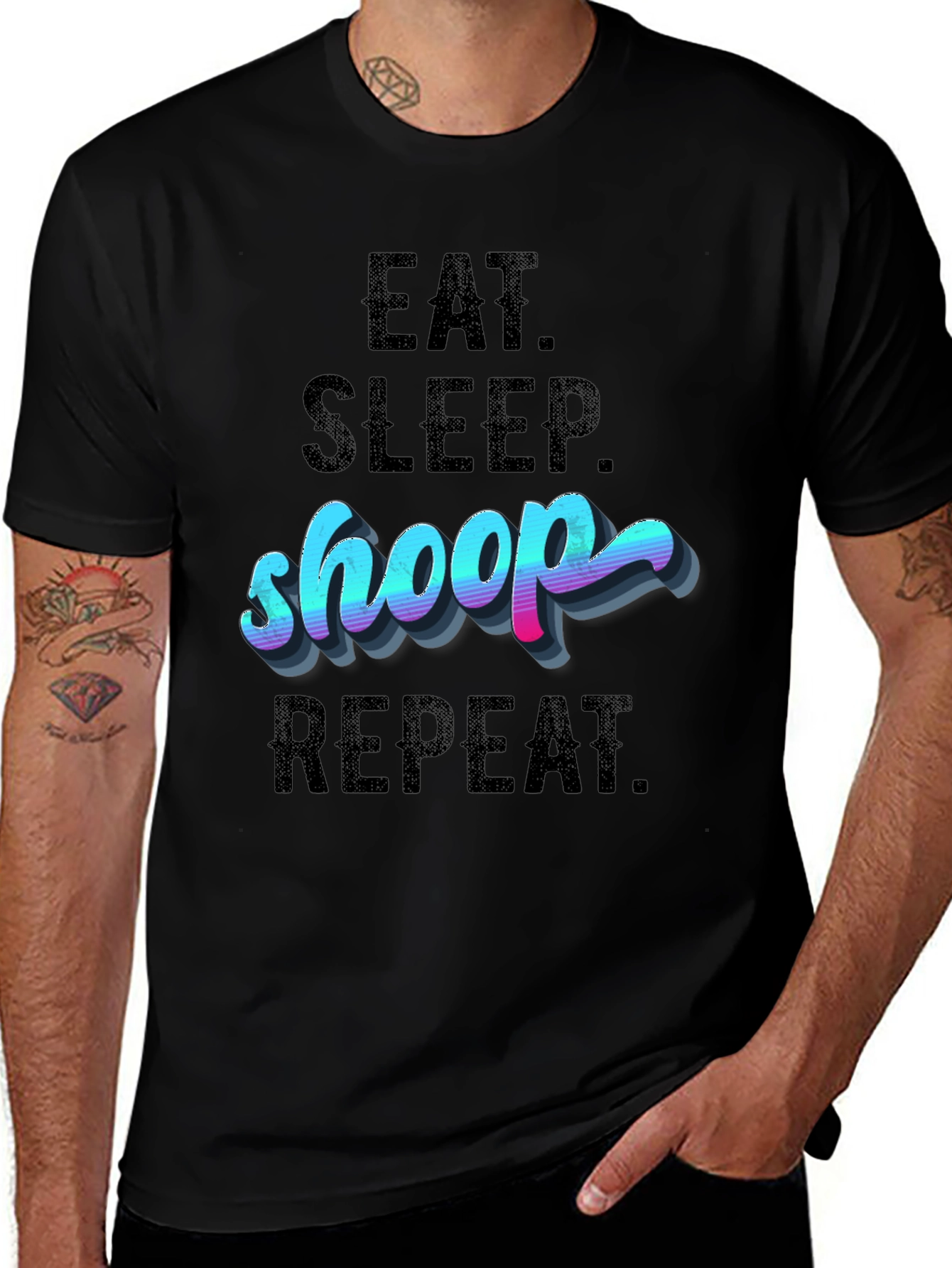 Variant 21 of Eat Sleep Shoop Repeat Black T-Shirt