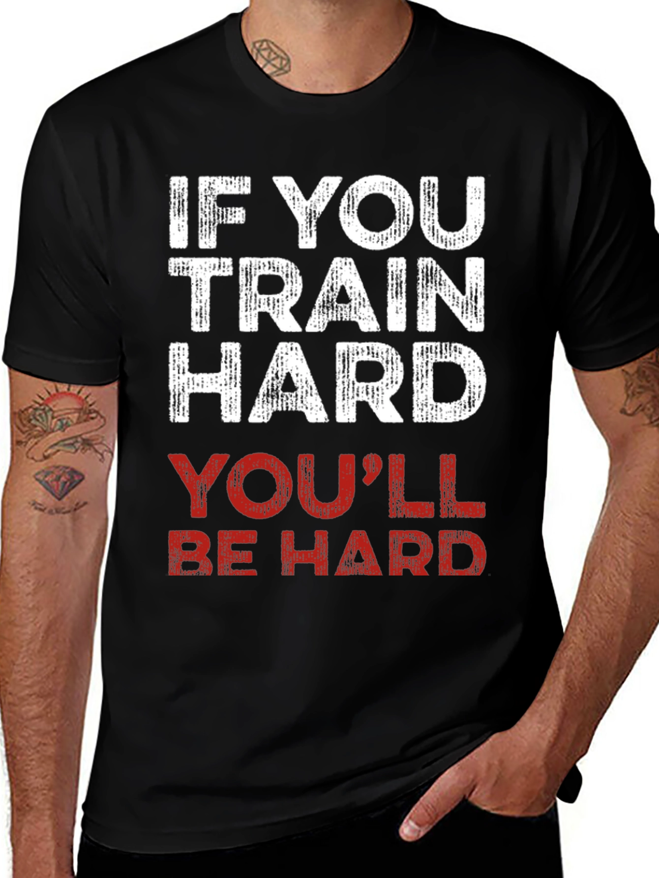 Variant 10 of Train Hard T-Shirt - Funny Workout Gym Tee
