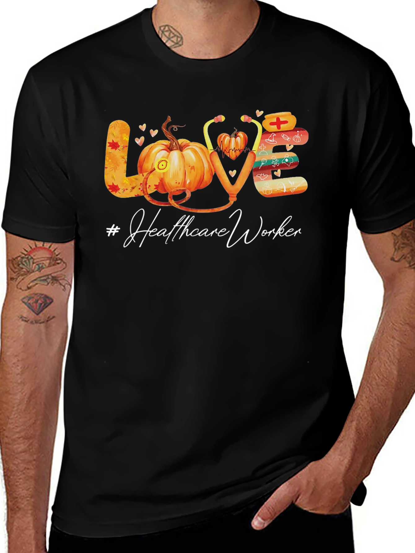 Healthcare Worker Pumpkin LOVE T-Shirt