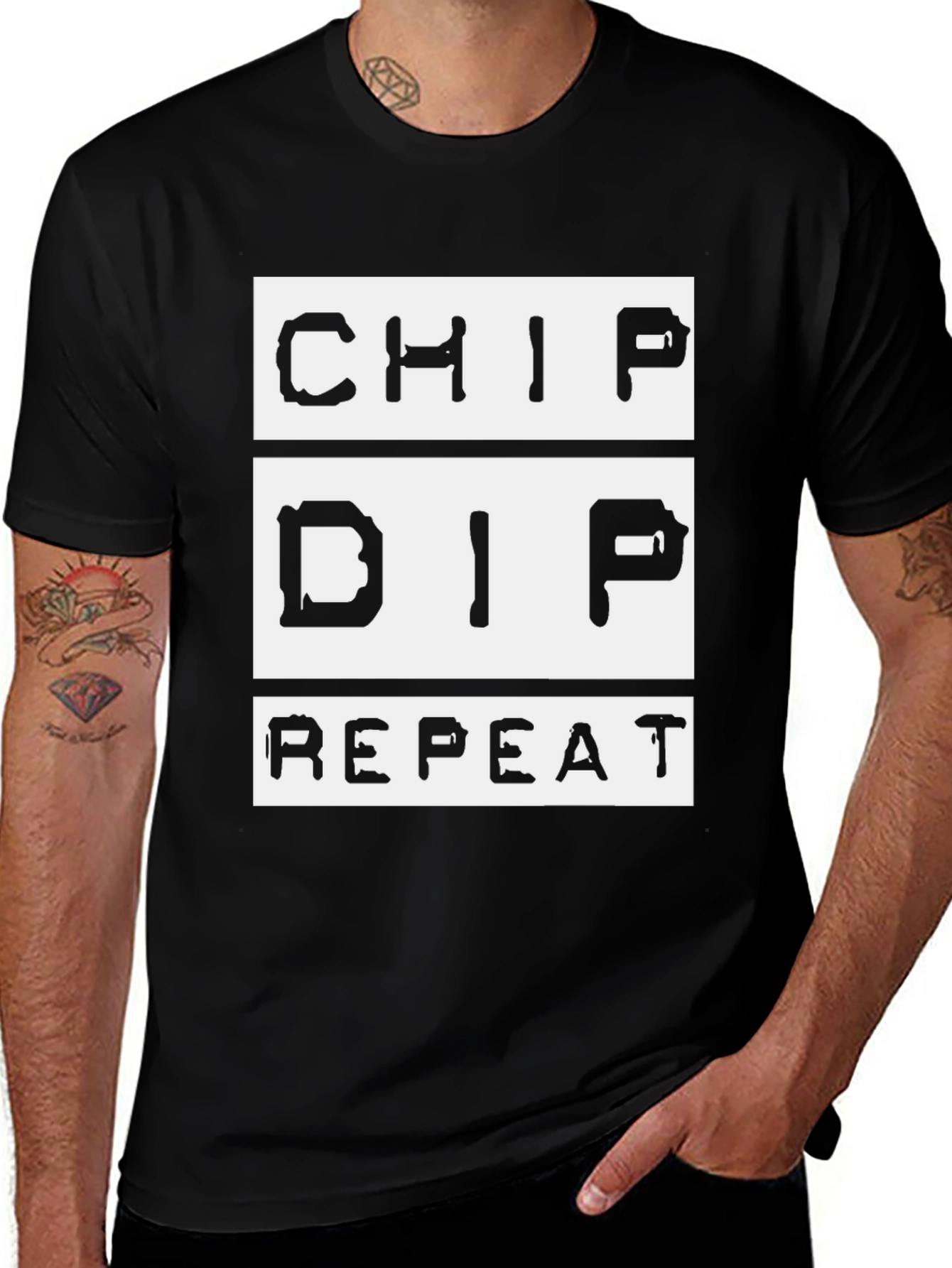 Variant 15 of Chip Dip Repeat Black Graphic T-Shirt