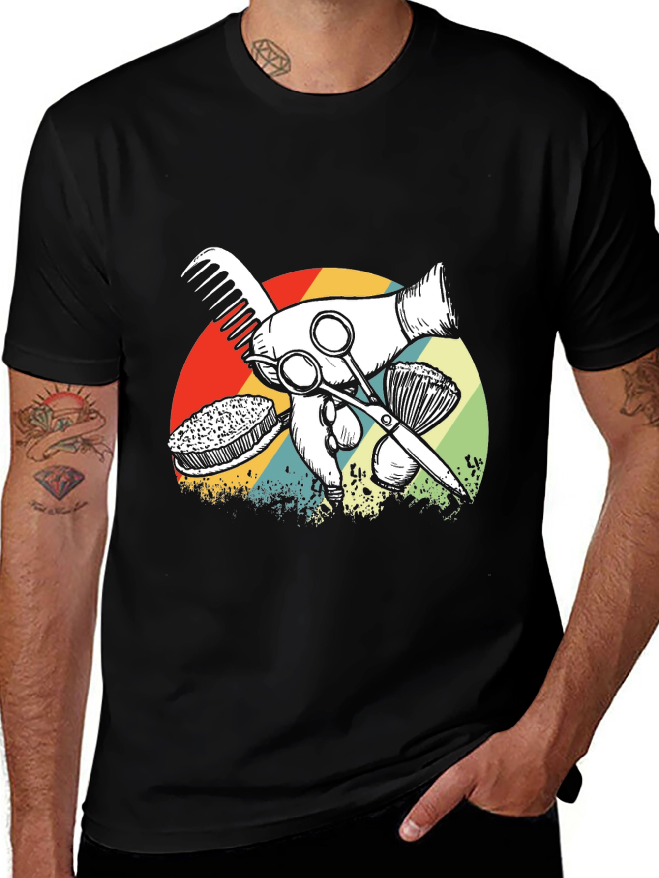 Barber Tools Graphic Tee - Retro Barber Shop T-Shirt