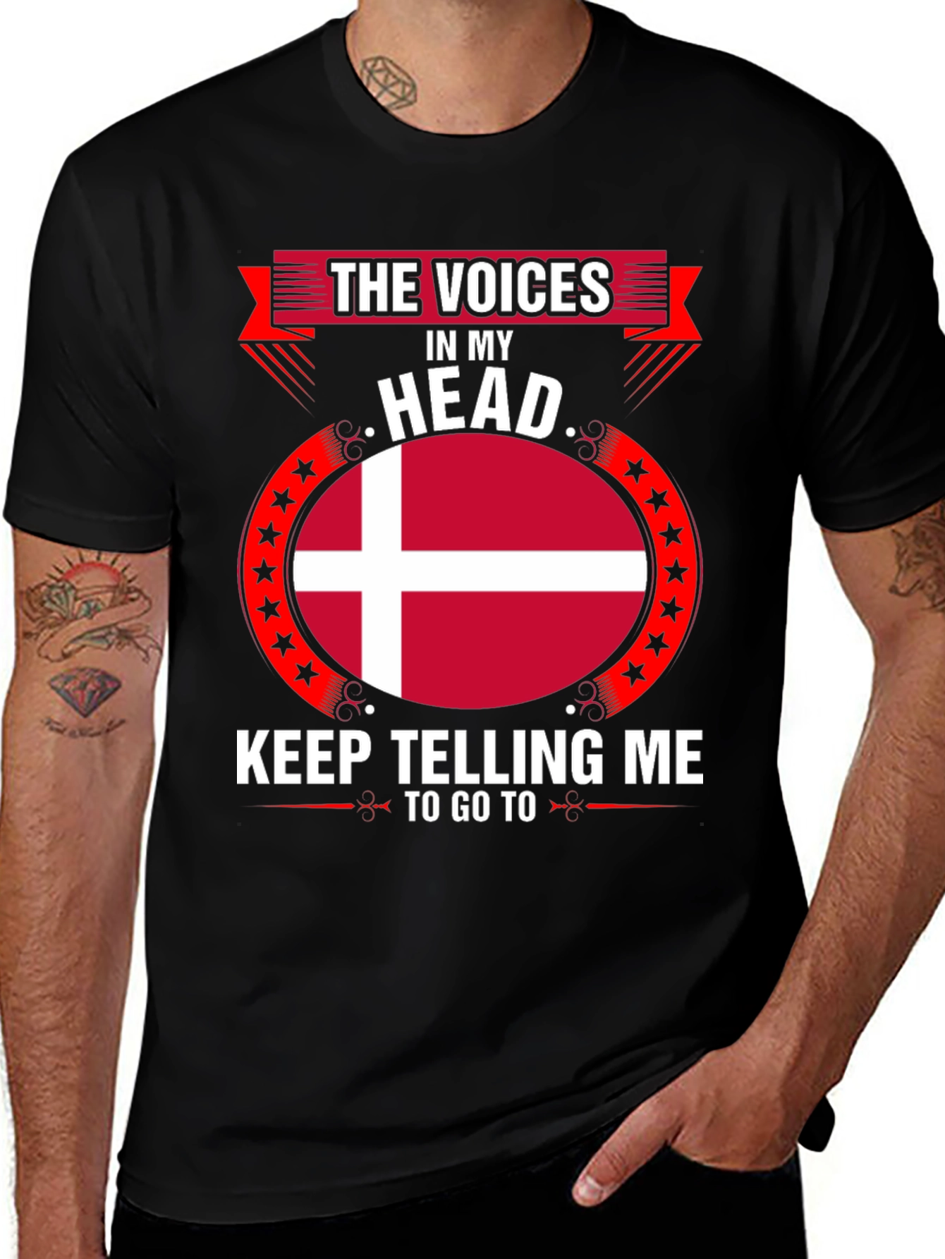 Danish Flag T-Shirt - The Voices in My Head