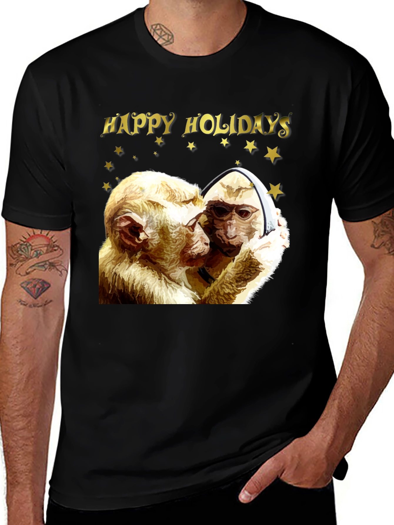 Variant 28 of Happy Holidays Monkey Graphic T-Shirt