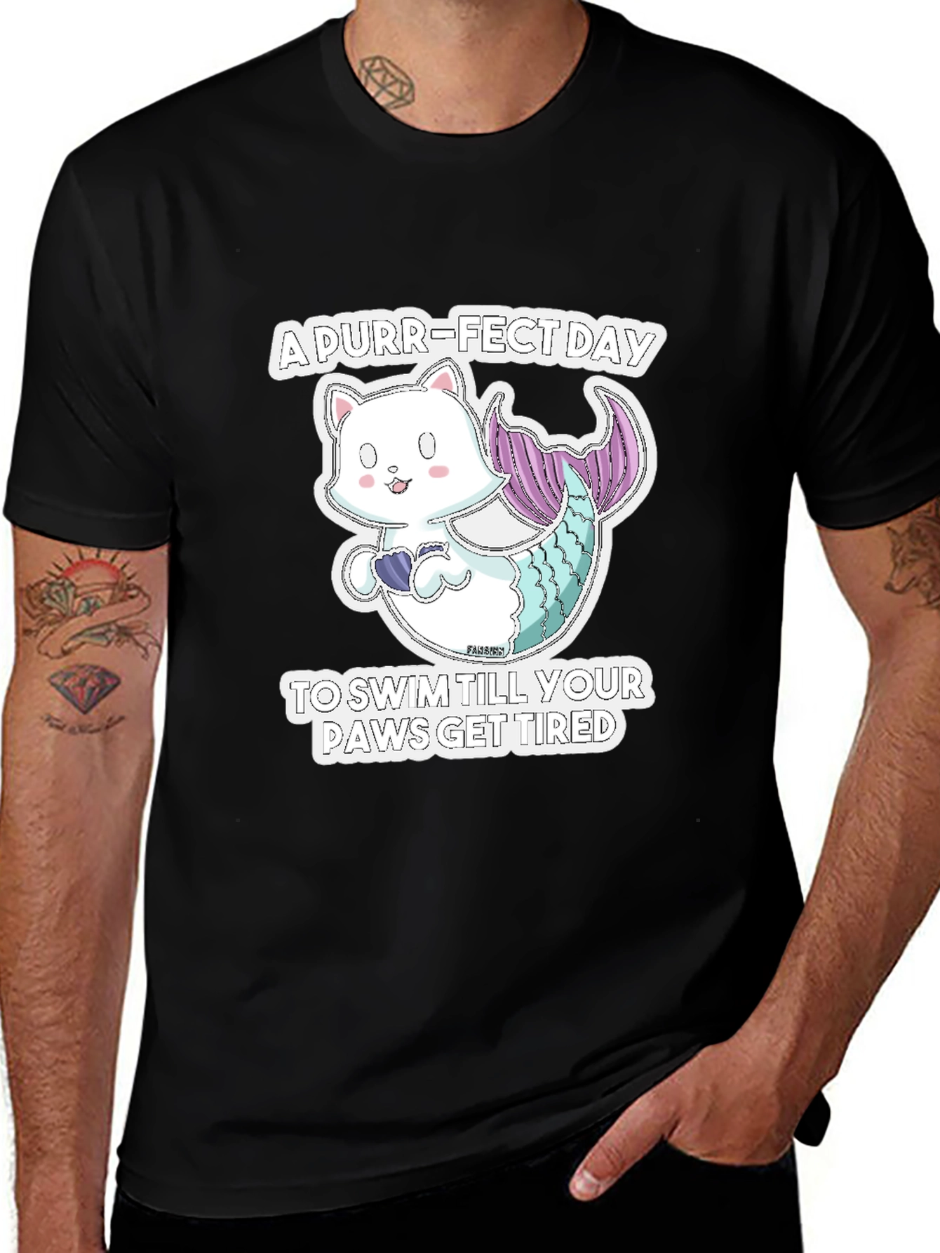 Variant 28 of Purr-Fect Day Cat Mermaid Graphic Tee