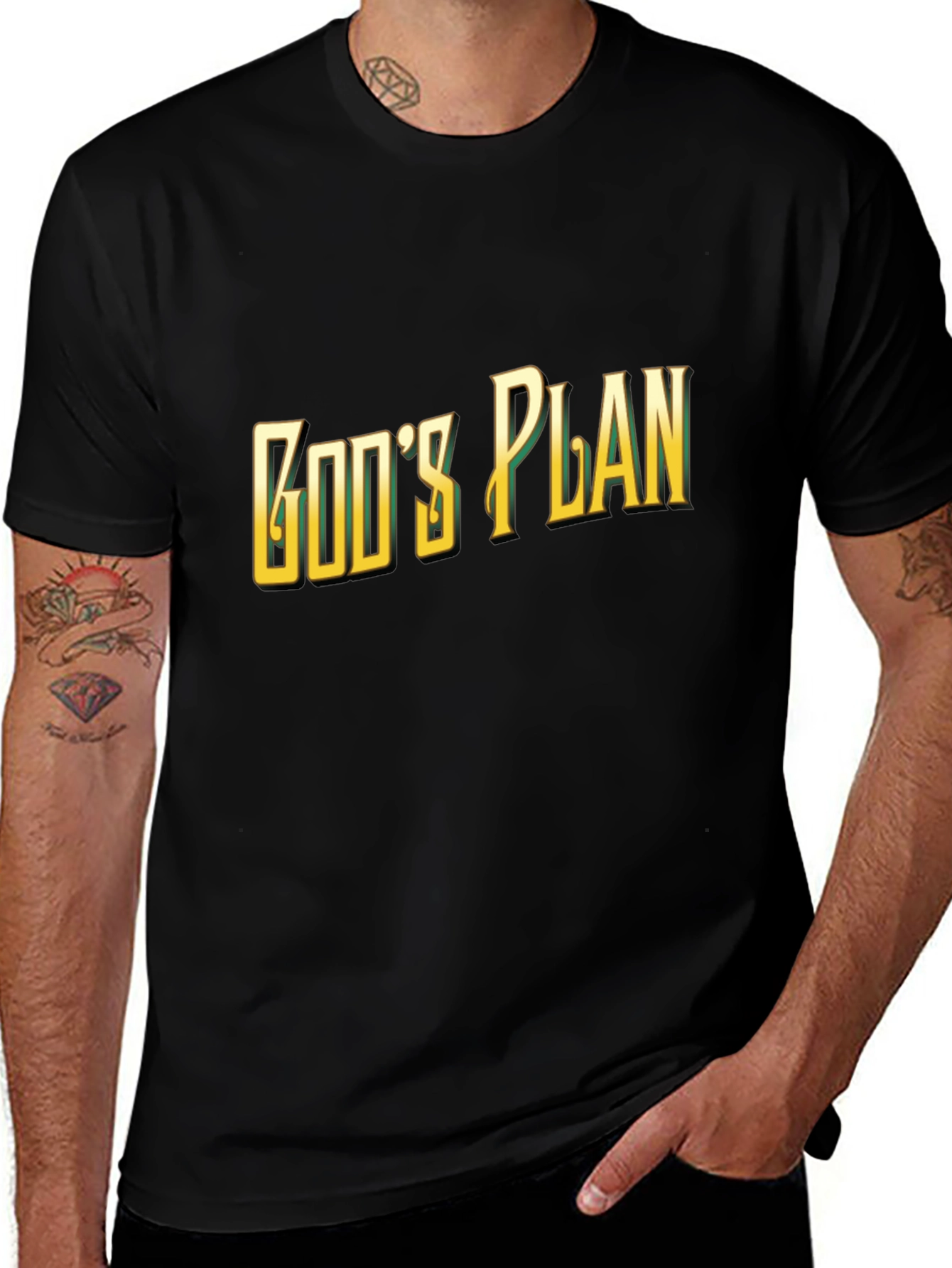 Variant 17 of God's Plan Graphic Tee - Stylish Black T-Shirt