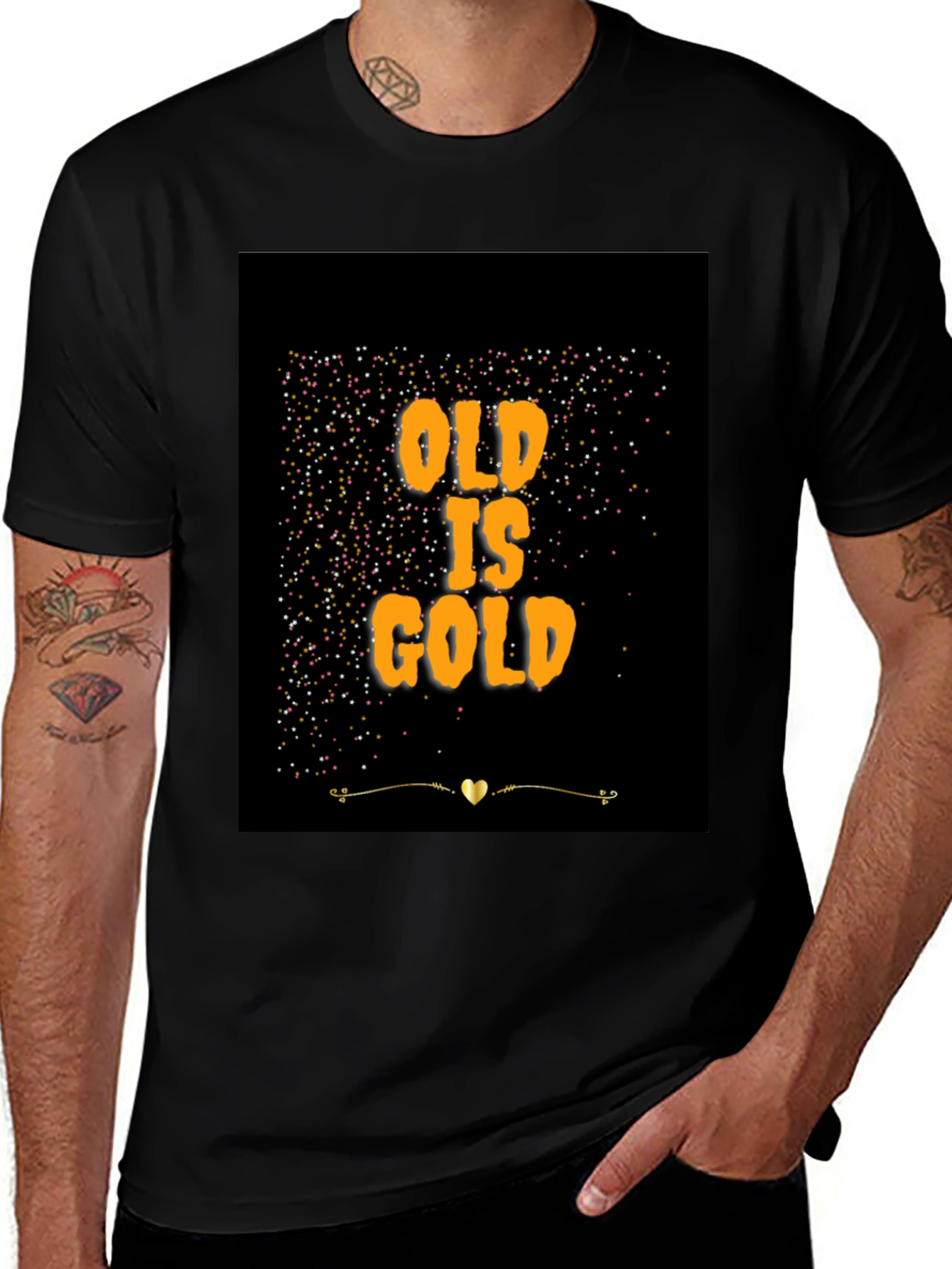 Variant 5 of Old is Gold T-Shirt - Trendy Black Tee