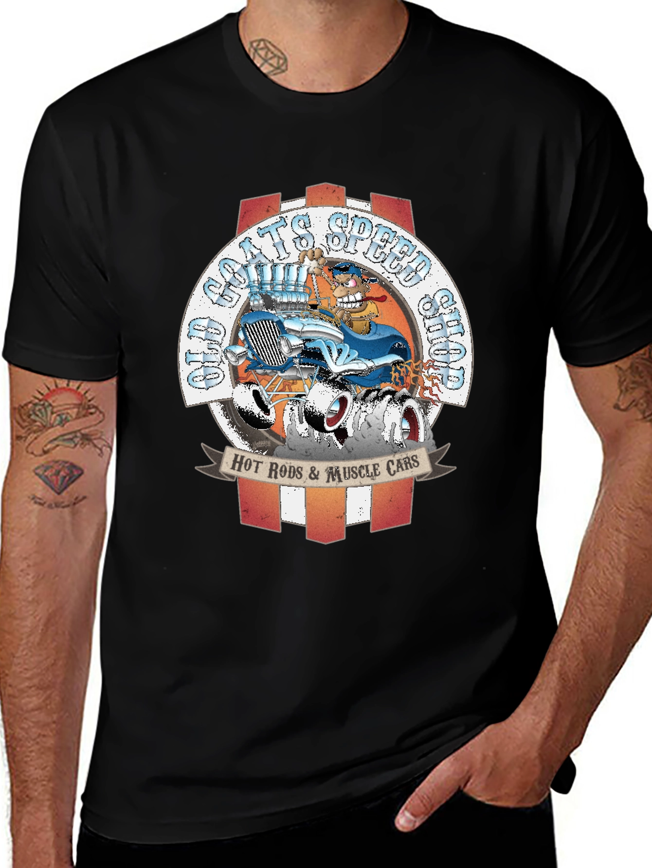 Variant 20 of Old Goats Speed Shop Hot Rod T-Shirt