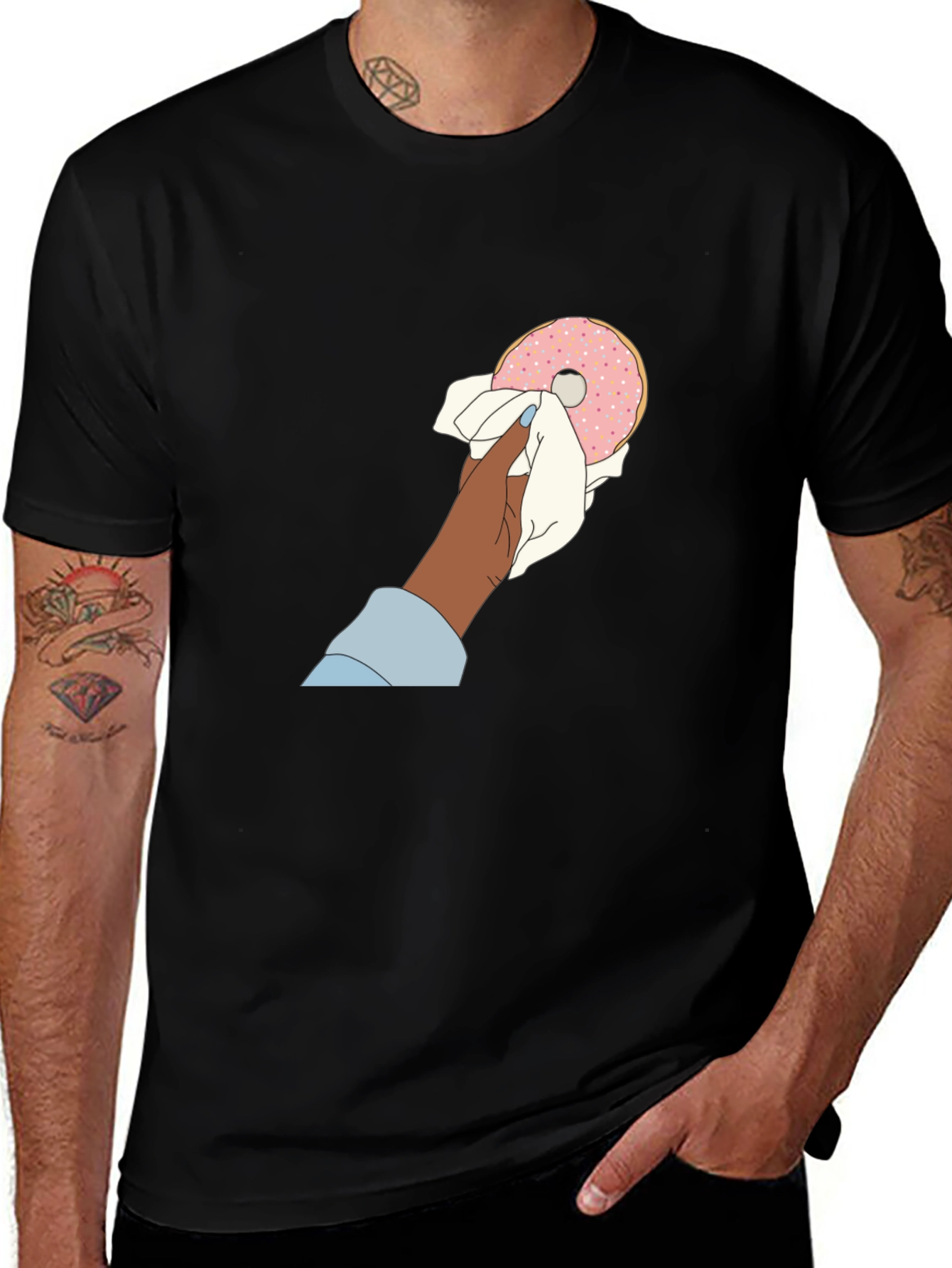 Variant 23 of Doughnut Lover Graphic Tee - Black Unisex T-Shirt
