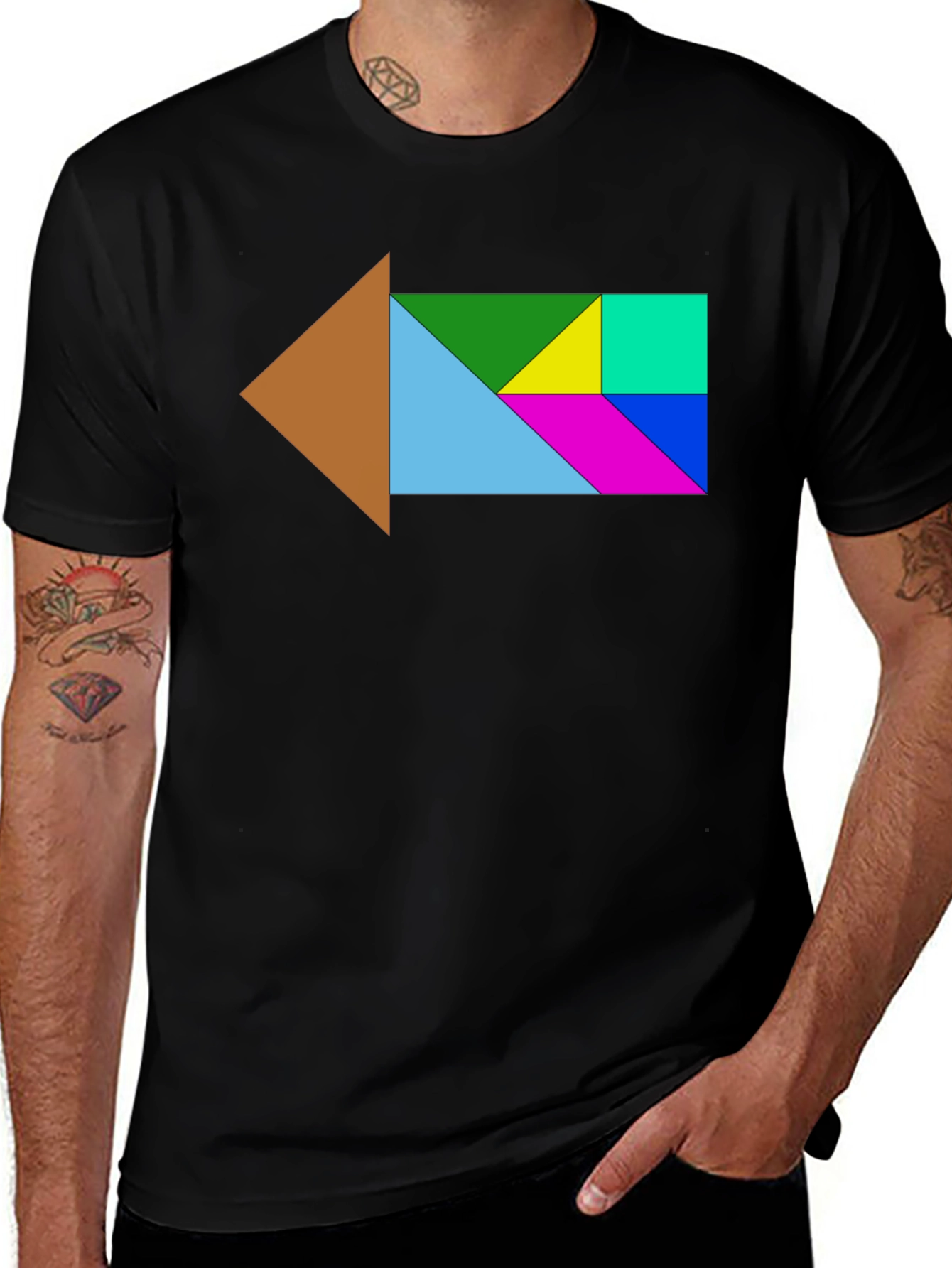 Tangram Arrow T-Shirt - Geometric Design
