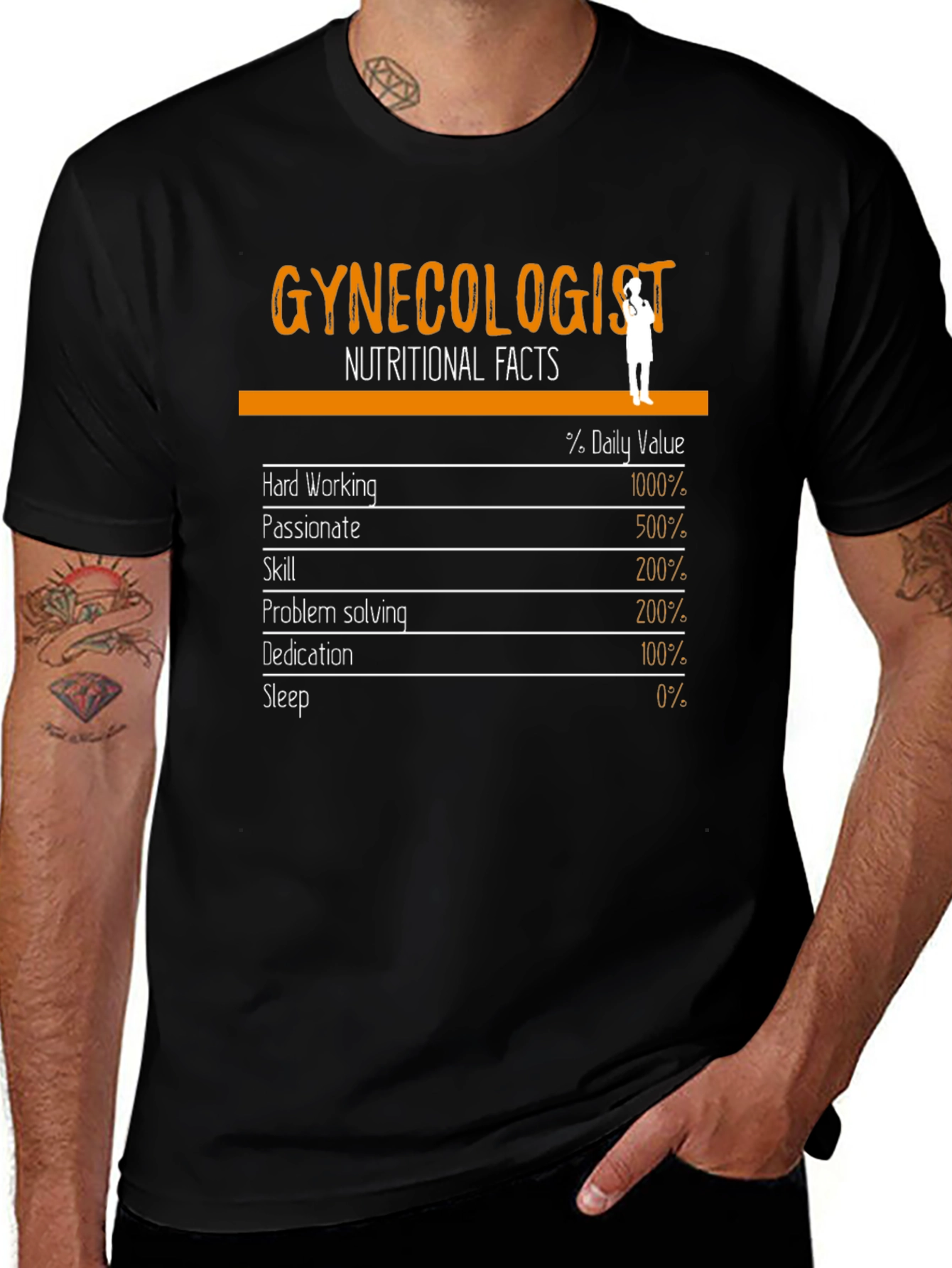 Variant 13 of Funny Gynecologist Nutritional Facts T-Shirt