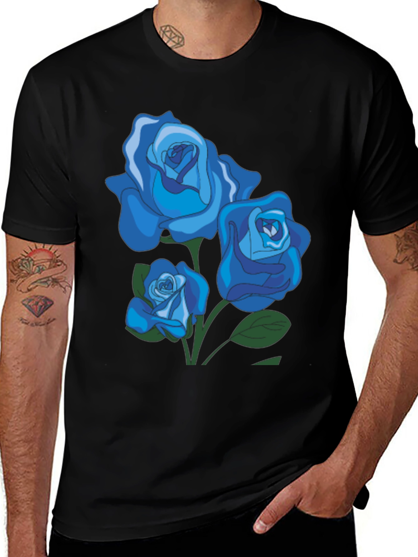 Variant 19 of Blue Roses Graphic Tee - Stylish Floral T-Shirt