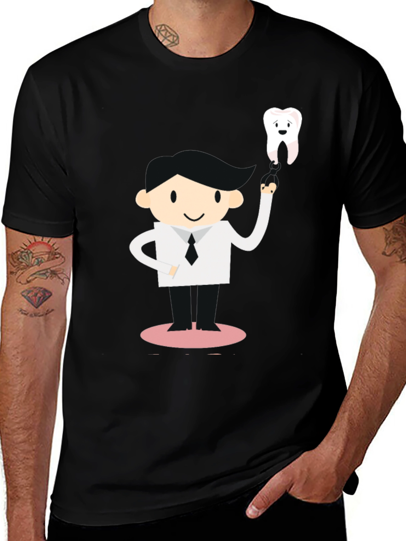 Variant 20 of Dentist Cartoon Graphic Black T-Shirt