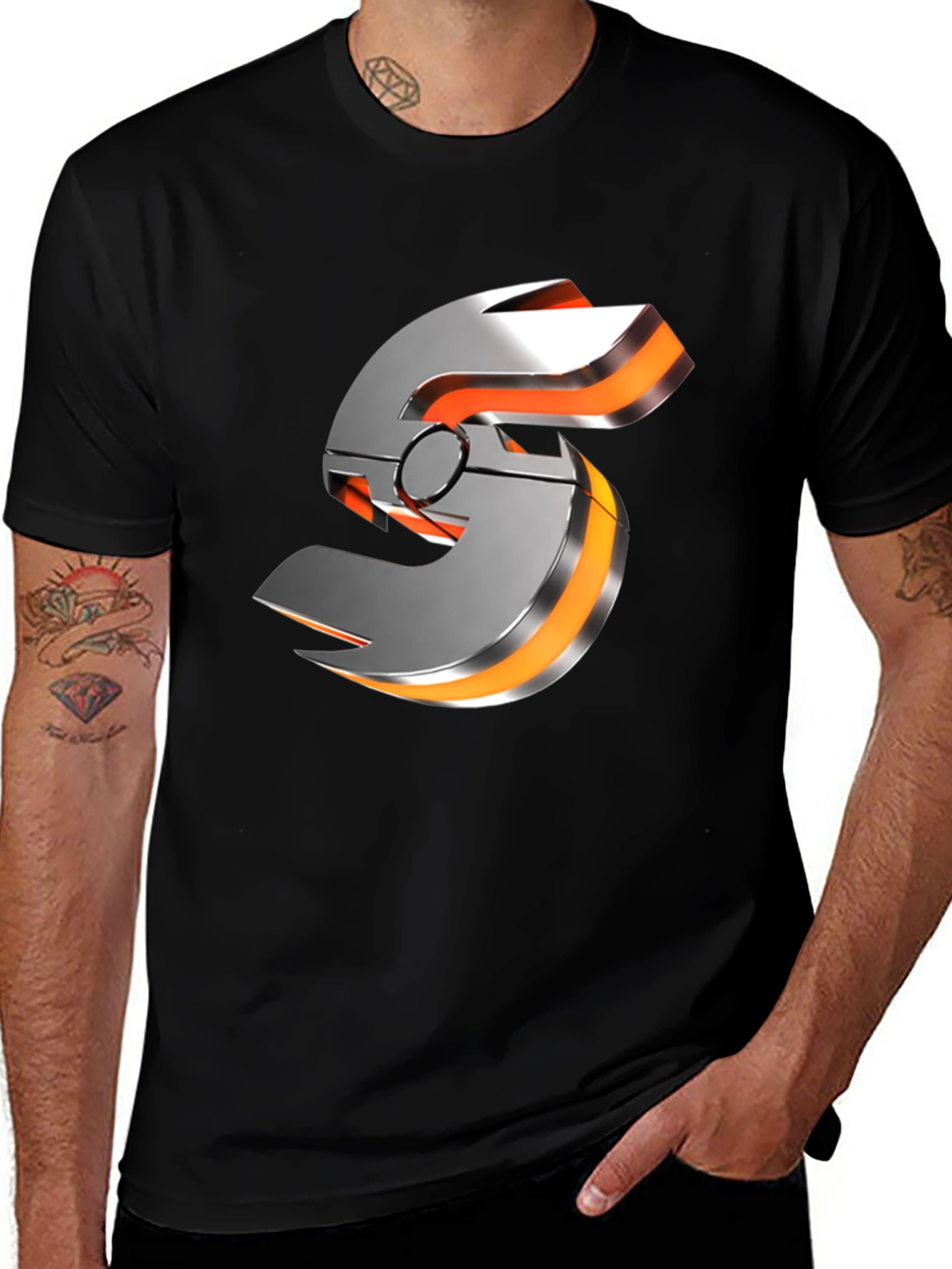 Variant 4 of Futuristic Graphic T-Shirt - Metallic S Logo