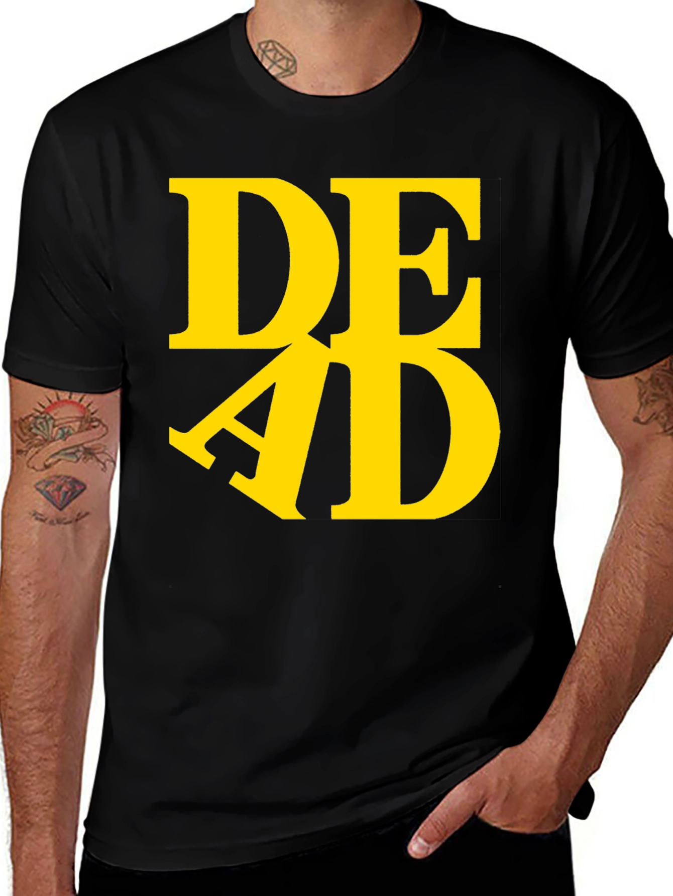 Variant 19 of Edgy "DEAD" Graphic Print Black T-Shirt