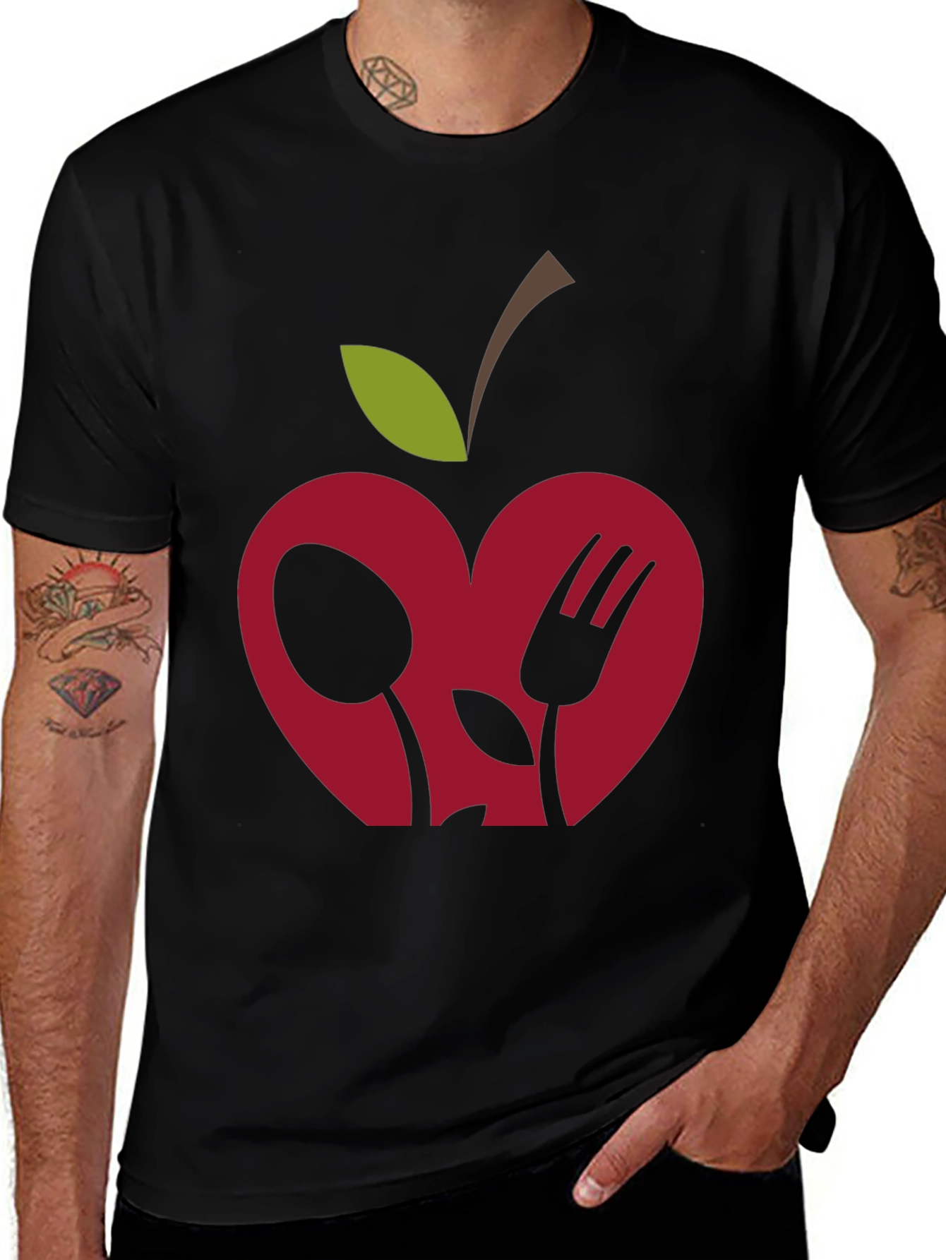 Variant 28 of Apple Fork & Spoon T-Shirt - Healthy Eating Tee