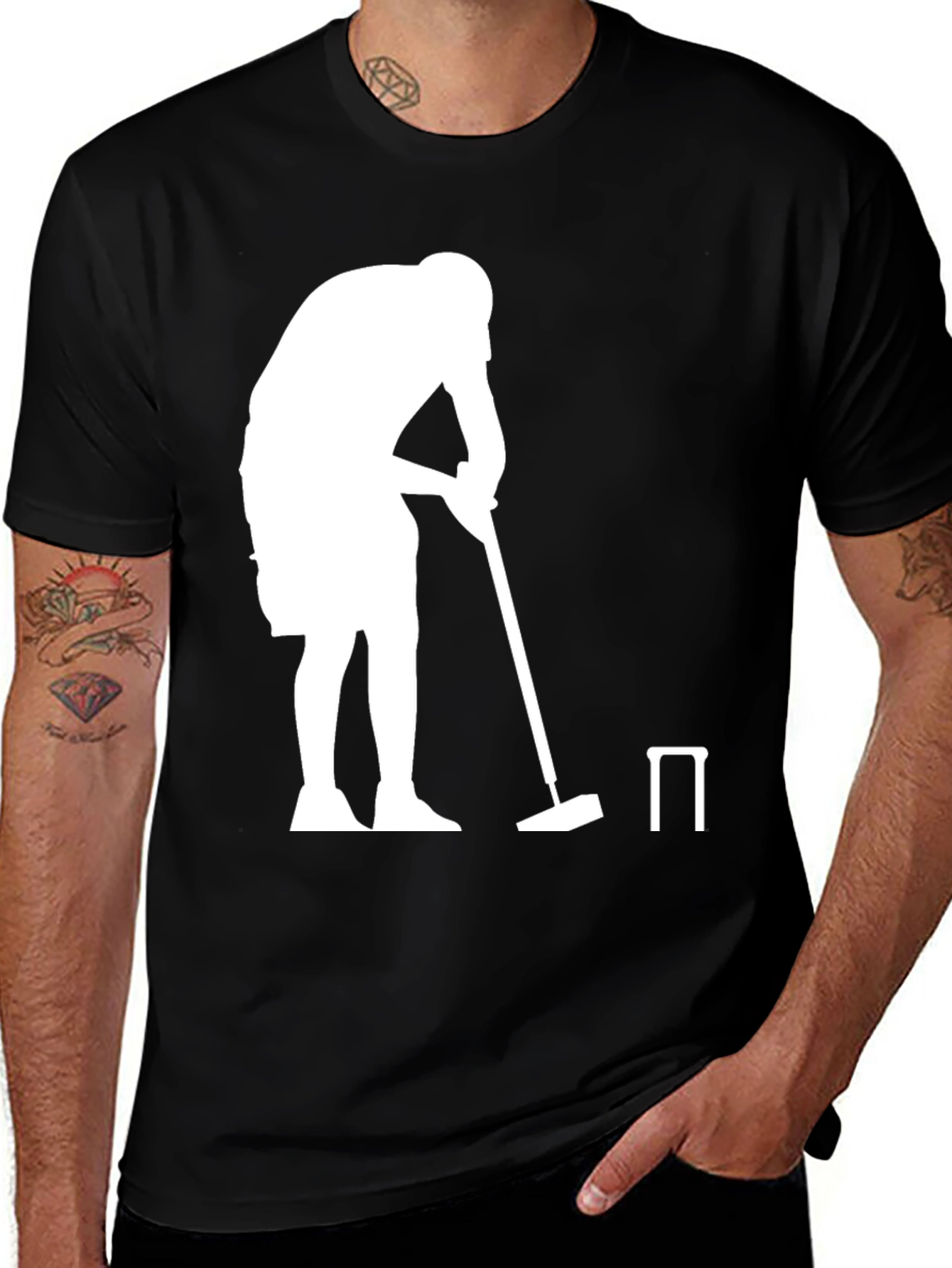 Variant 11 of Croquet Player Graphic Tee - Black