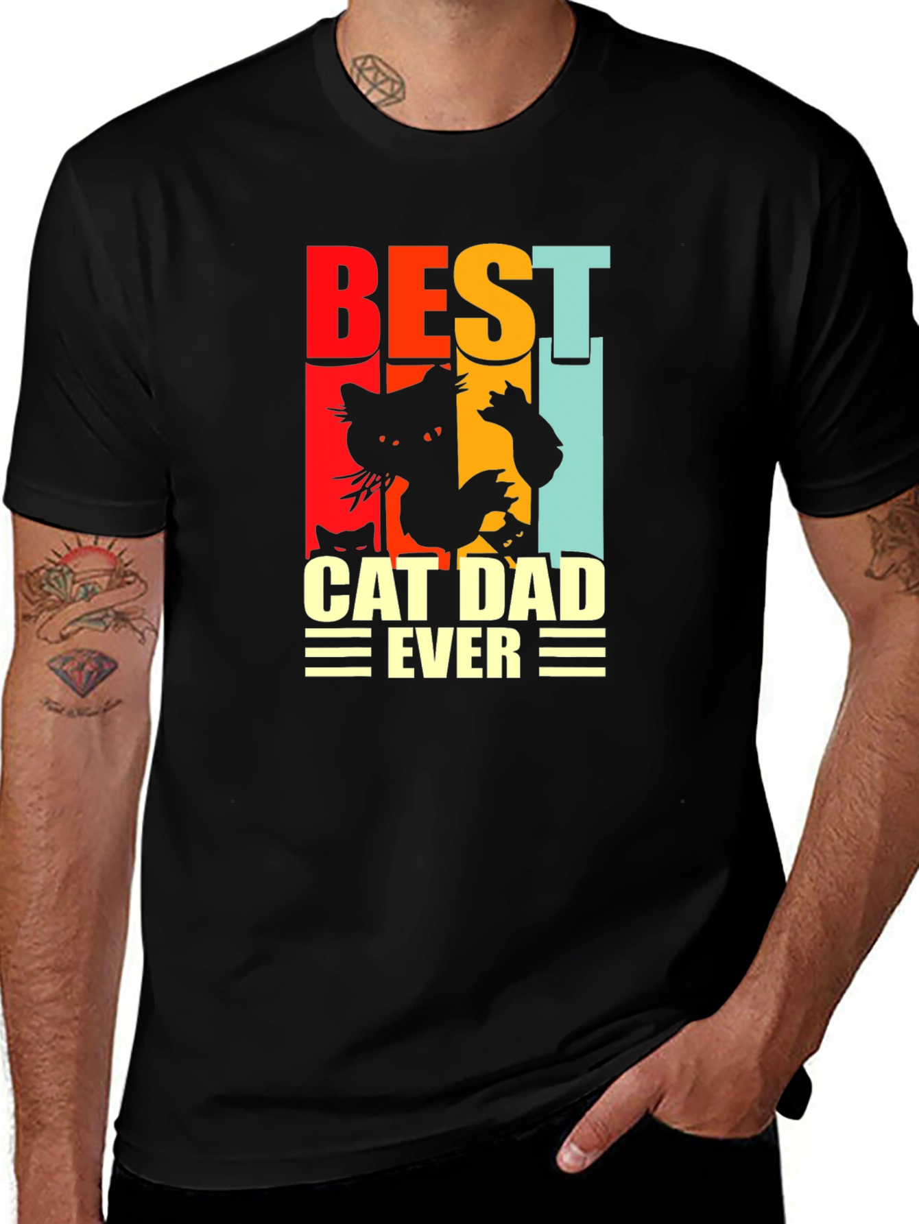 Variant 2 of Best Cat Dad Ever Graphic T-Shirt
