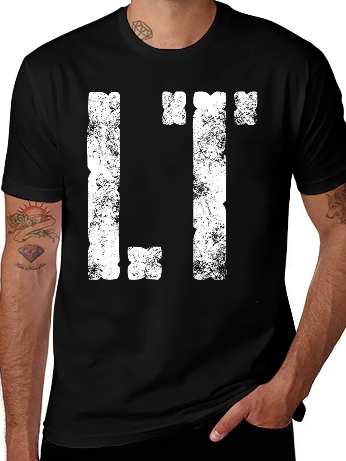 Variant 11 of Distressed LT Letters Black Tee