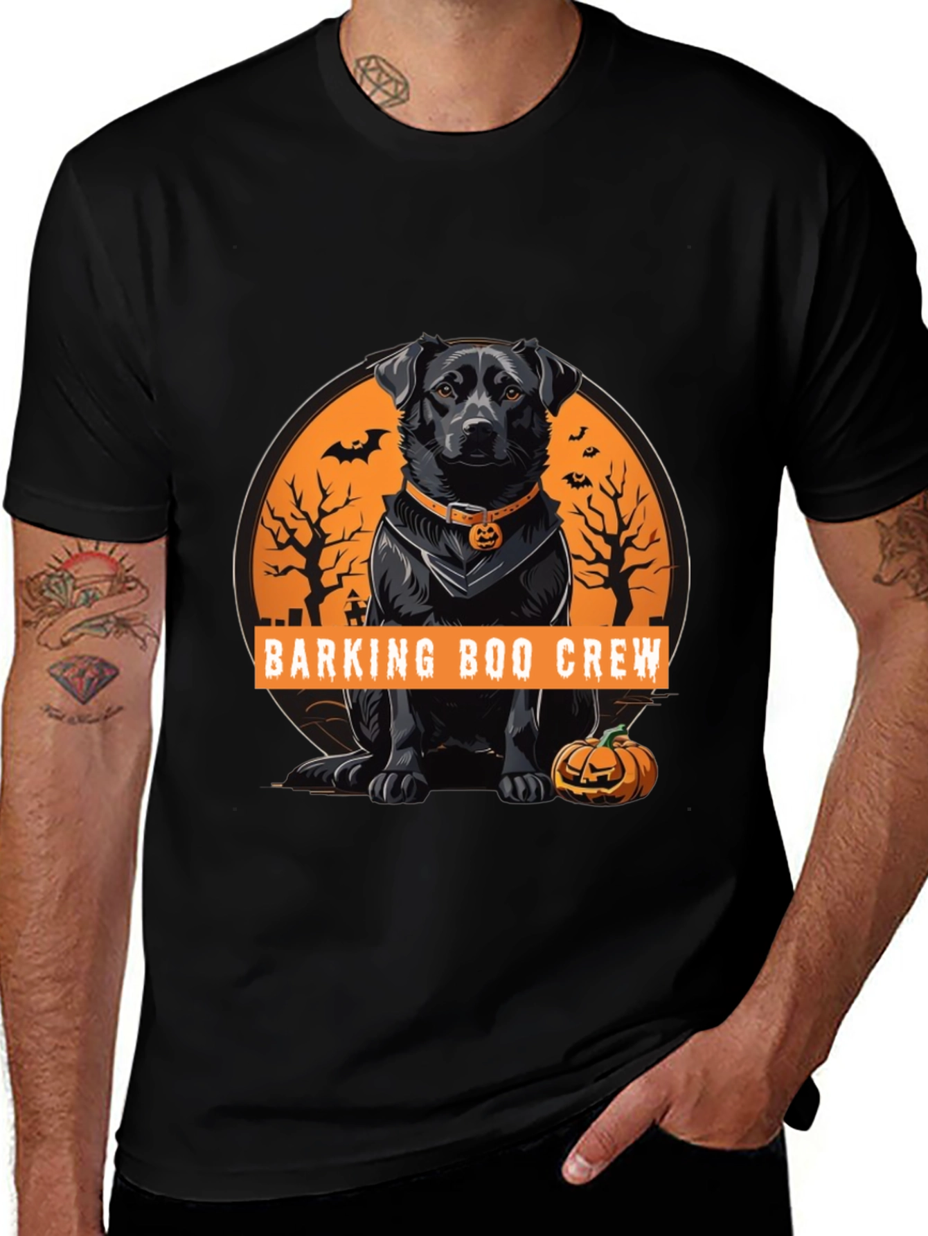 Variant 3 of Barking Boo Crew Halloween Dog T-Shirt