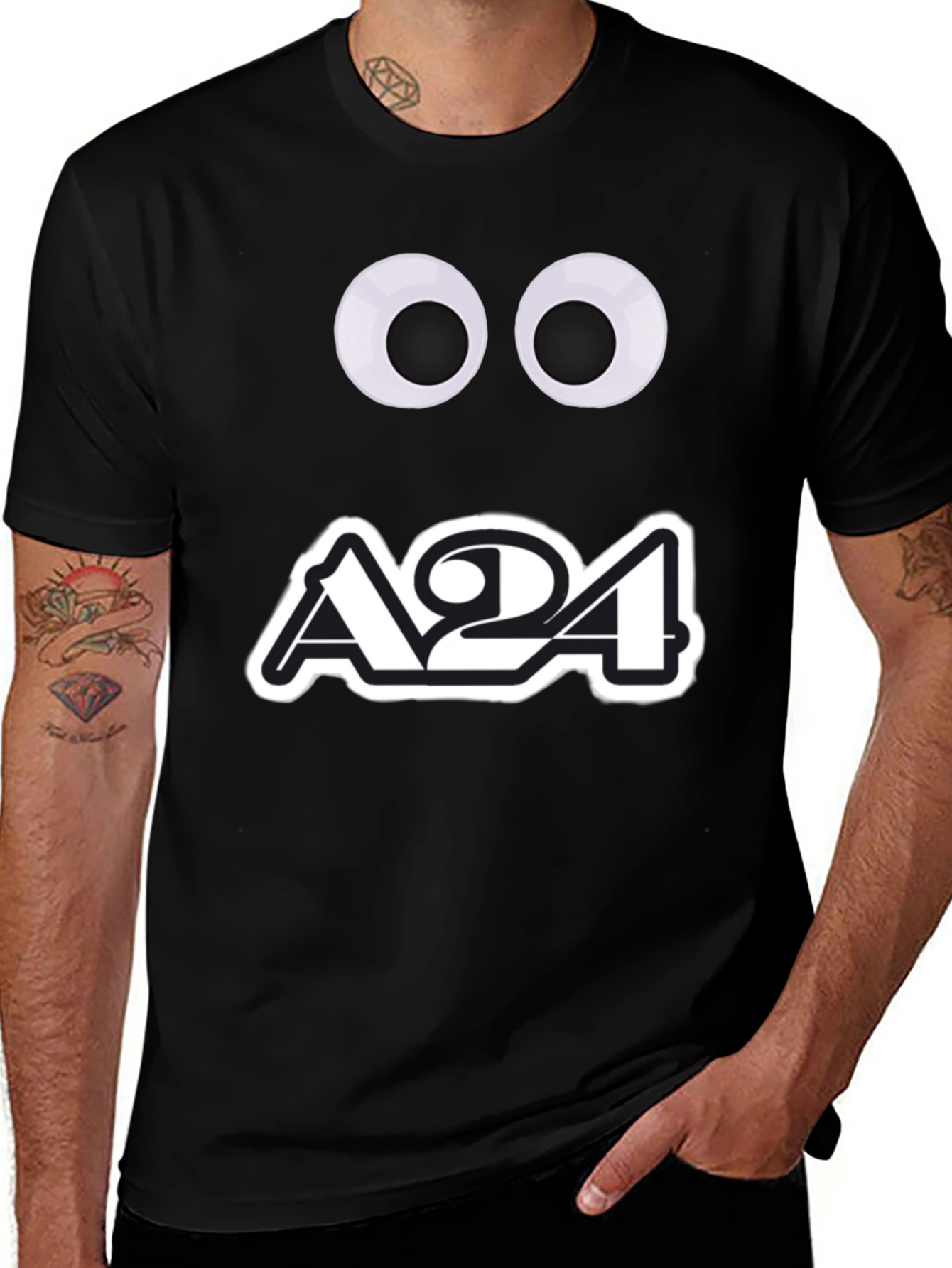 A24 Googly Eyes Black Graphic Tee