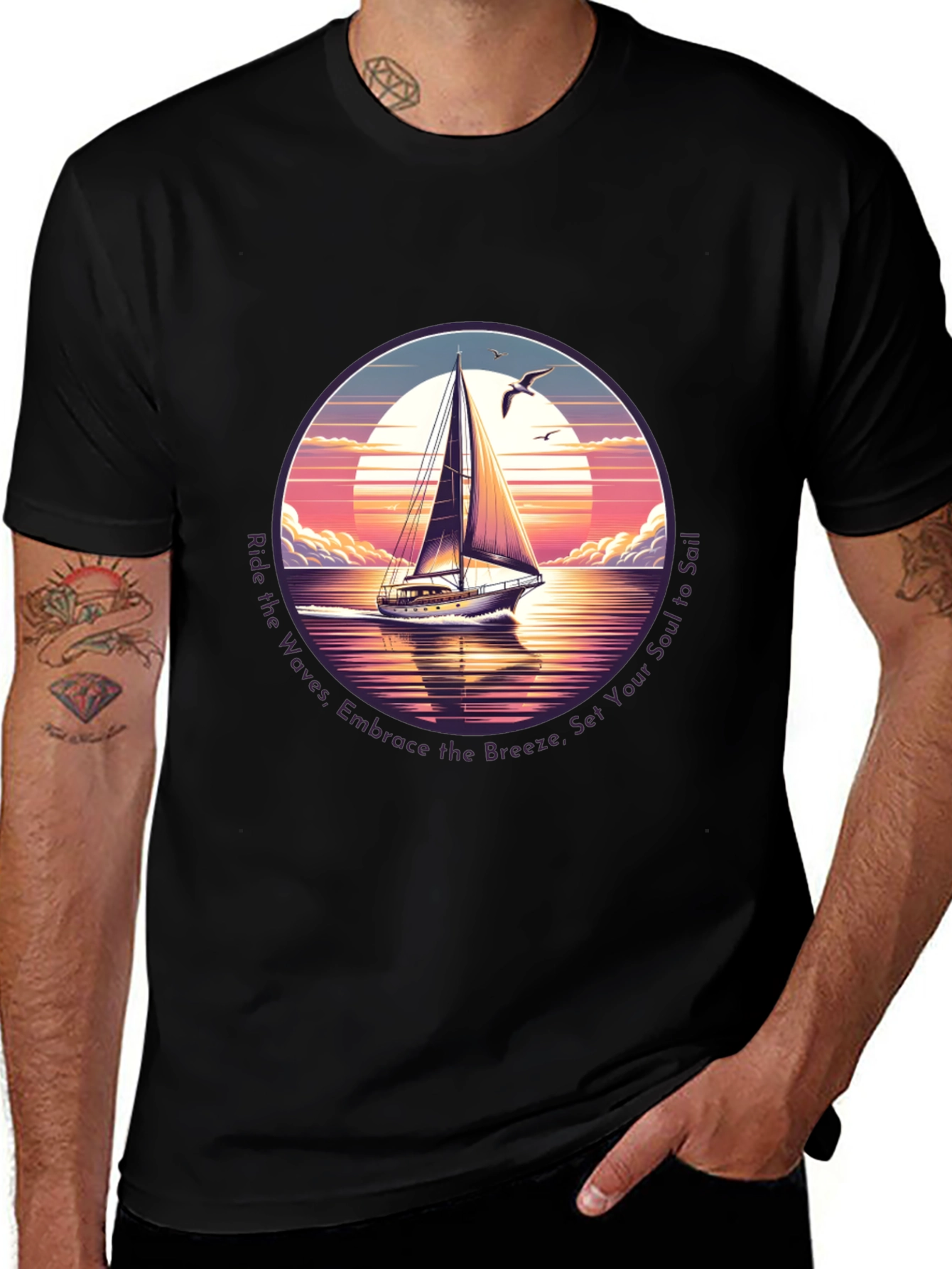 Variant 16 of Sailboat Sunset Graphic T-Shirt - Ride the Waves!