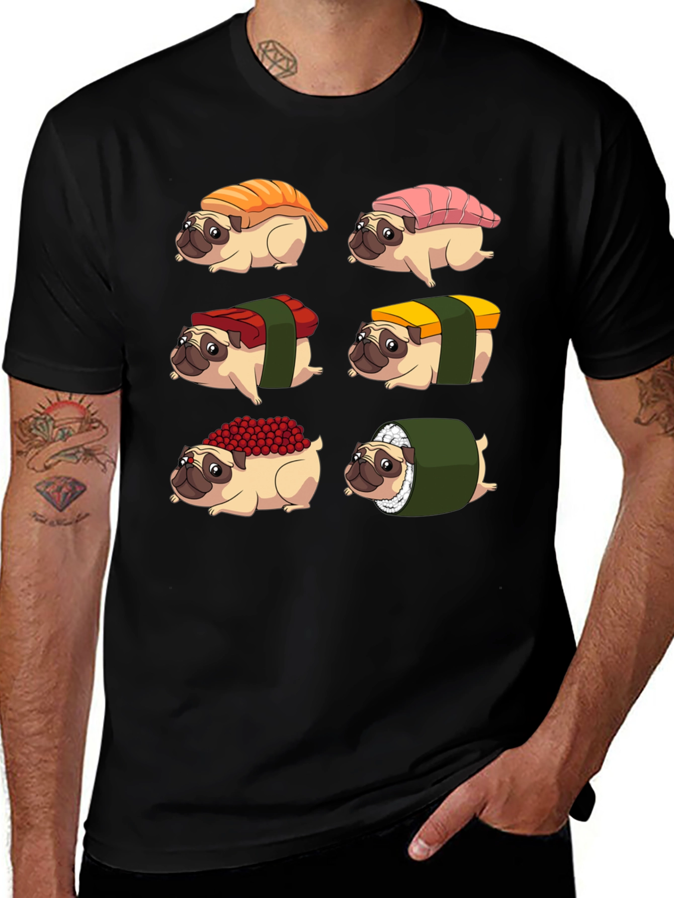 Variant 8 of Sushi Pug T-Shirt - Cute & Unique Design