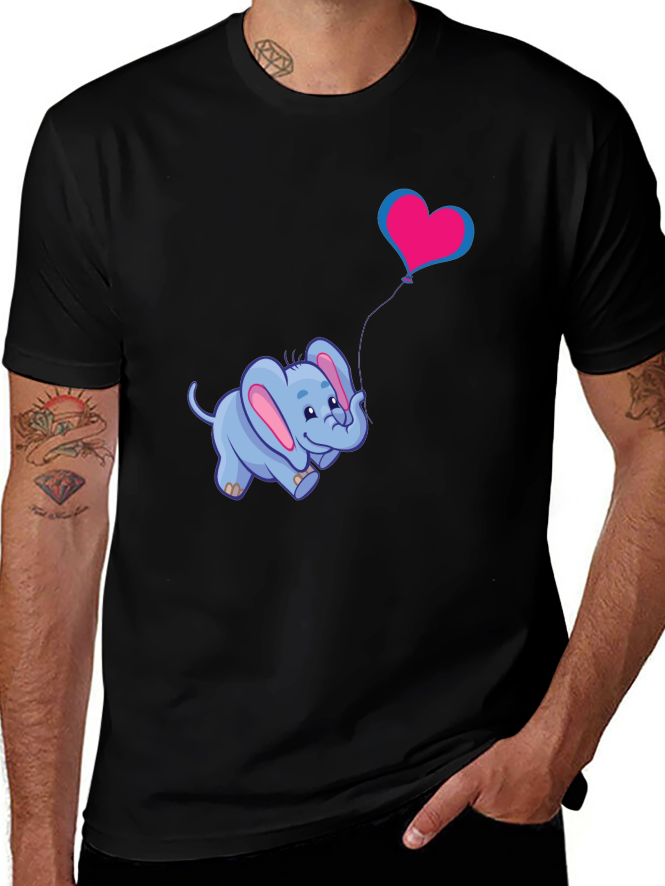 Cute Elephant Heart Balloon Graphic Tee
