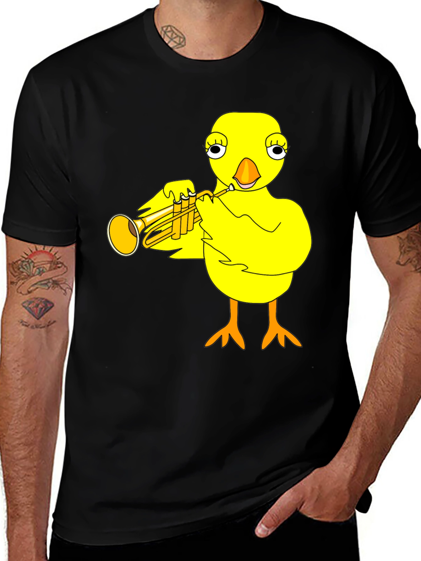Variant 4 of Funny Chick Trumpet Player Graphic Tee