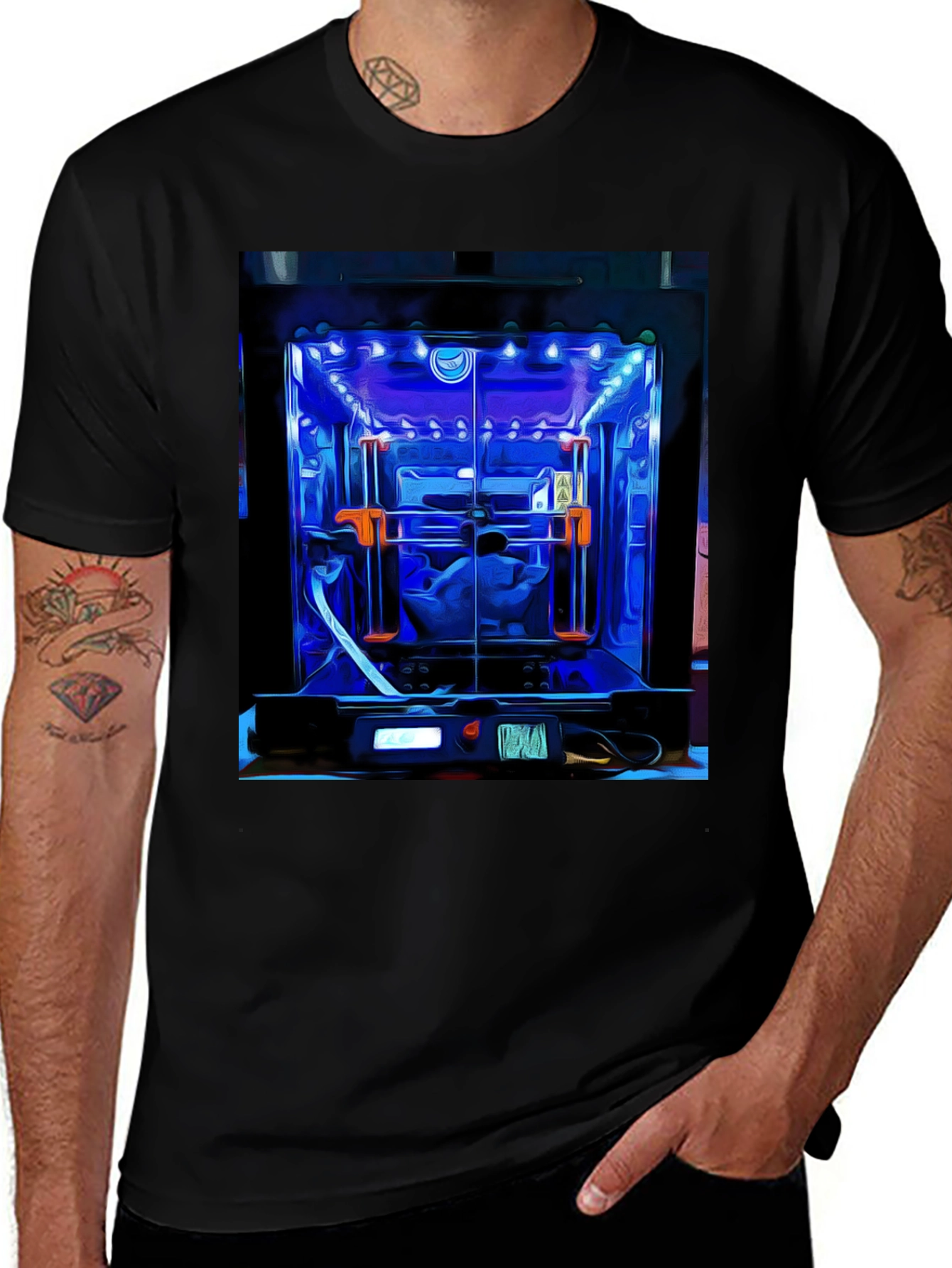 Variant 24 of 3D Printer Art Graphic Tee - Black Cotton